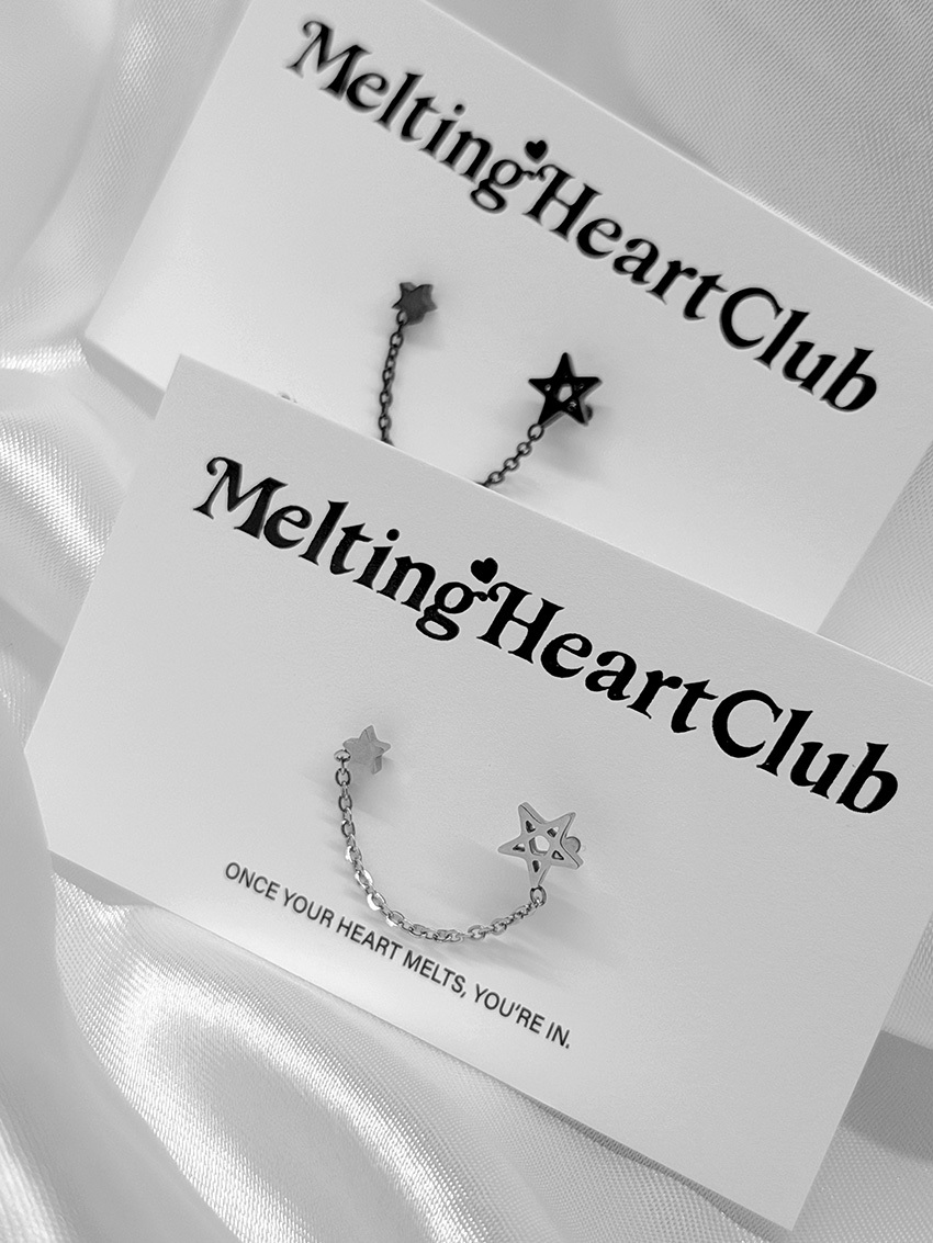 【預購】韓國代購 Melting Heart Club 雙星鏈條 雙針 穿耳 耳環