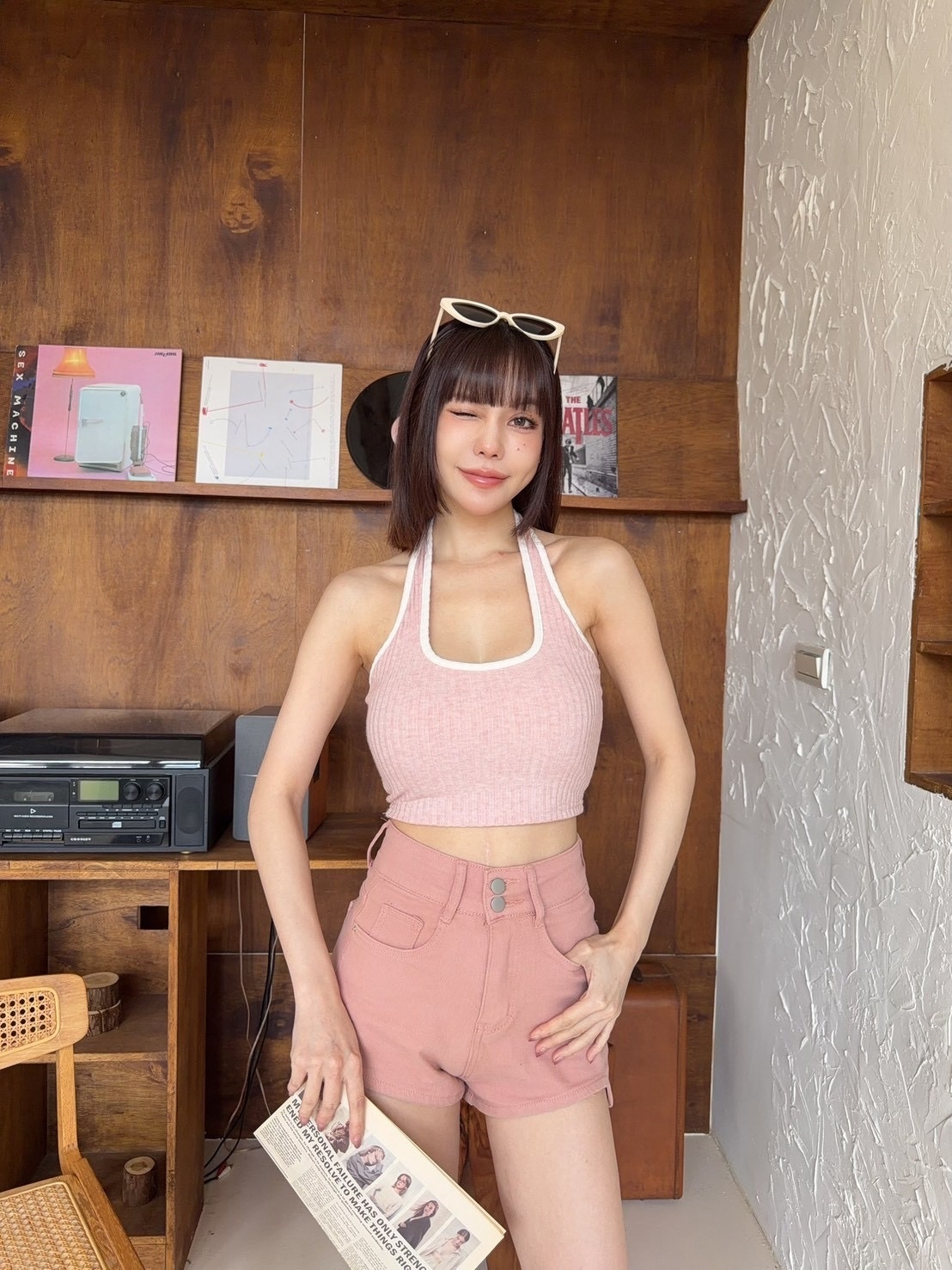 [新品九折優惠] 🇹🇼撞色滾邊繞脖美背胸bra top