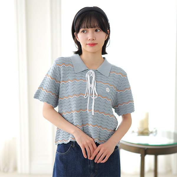 MARY QUANT / Wave knit pullover