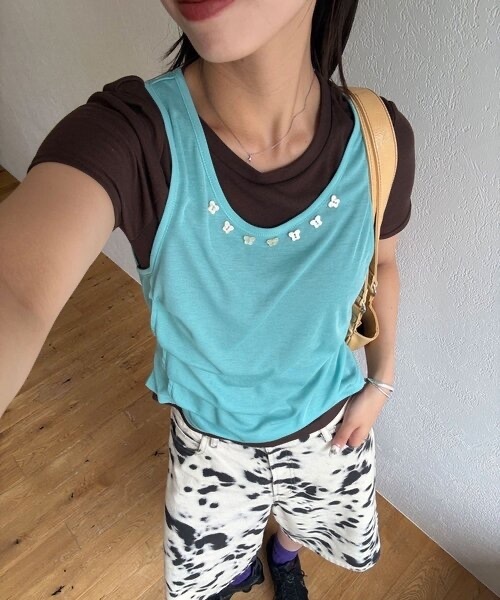 CIAOPANIC / Butterfly Button Tank Layered Tee