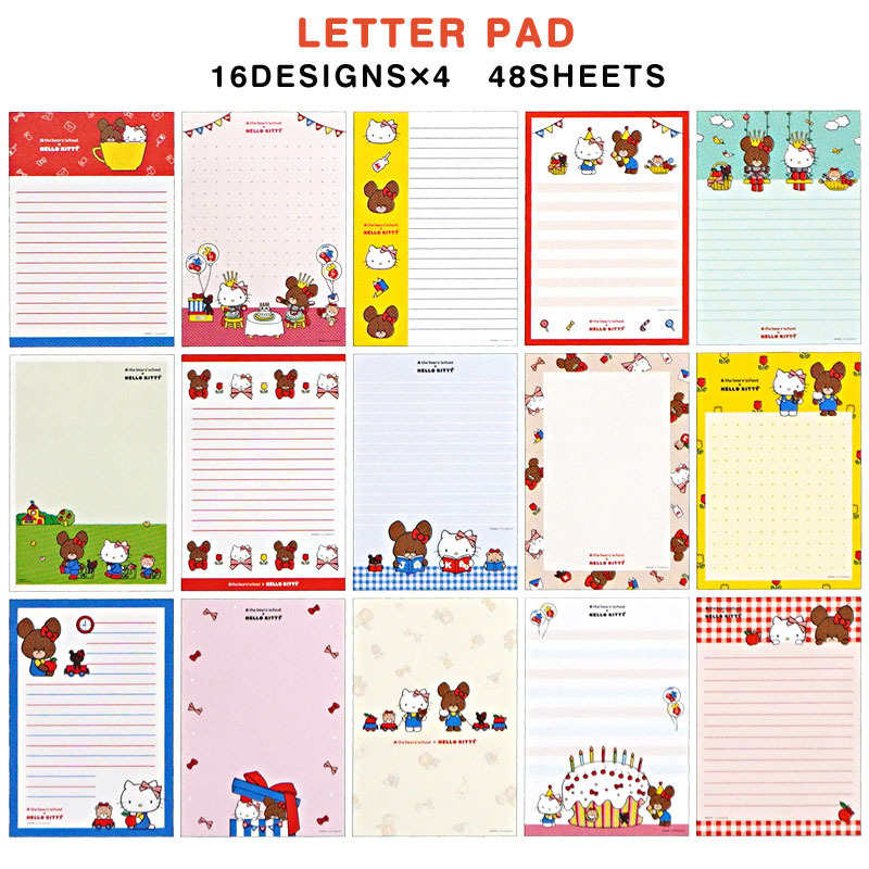 JP Hello Kitty x School bear 16款信紙套裝 48張 2234