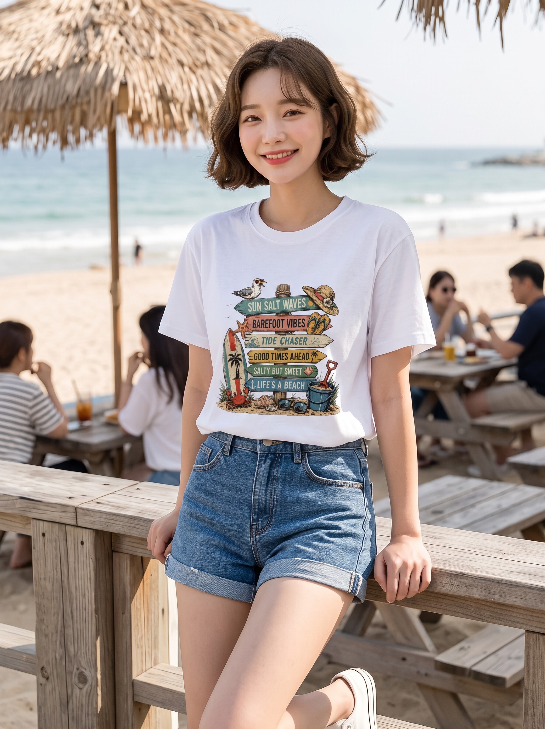 海灘假期指標印花棉T★Life’s a Beach 復古海洋風・