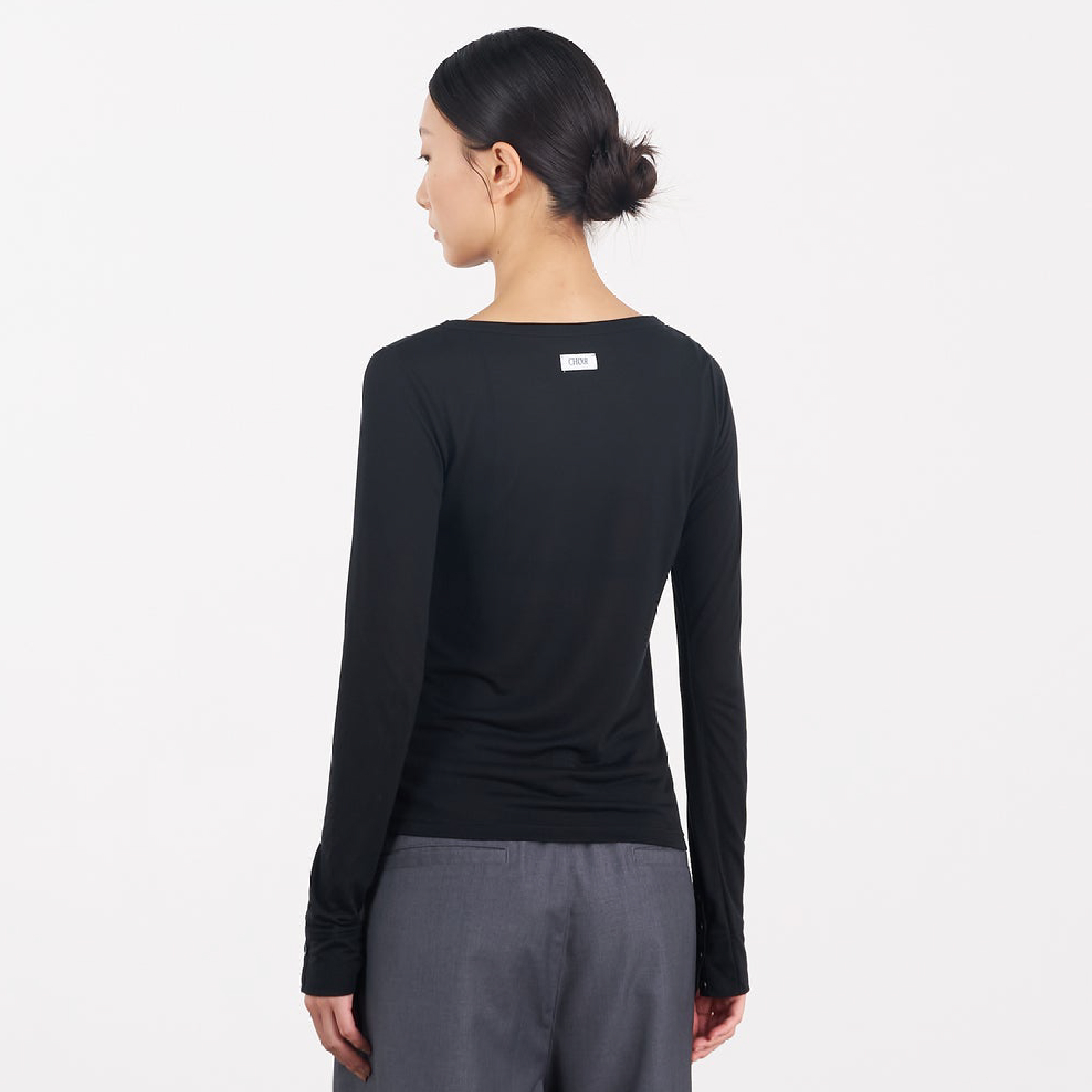 CHOIR Asymmetric Placket Long-Sleeve Top 不對稱門襟長袖Tee [WLST01]