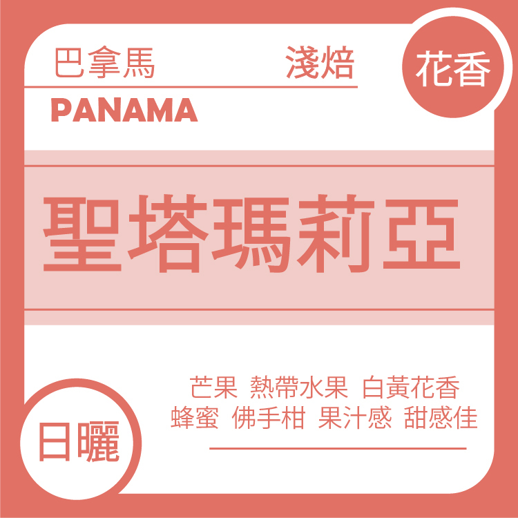頂級珍稀豆【 巴拿馬 聖塔瑪莉亞莊園 No.5 藝伎 】日曬