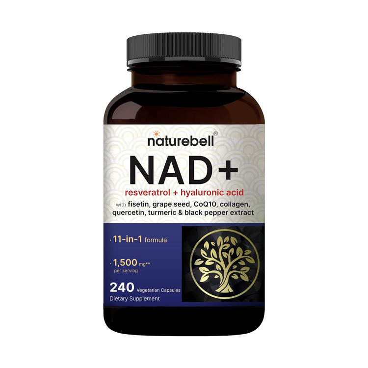 美國Naturebell NAD＋,漆黃素,薑黃素,白藜蘆醇,葡萄籽,輔酶Q10,洋蔥素,透明質酸,水解膠原蛋白,山桑子,黑胡椒(11合1複合配方),240粒膠囊