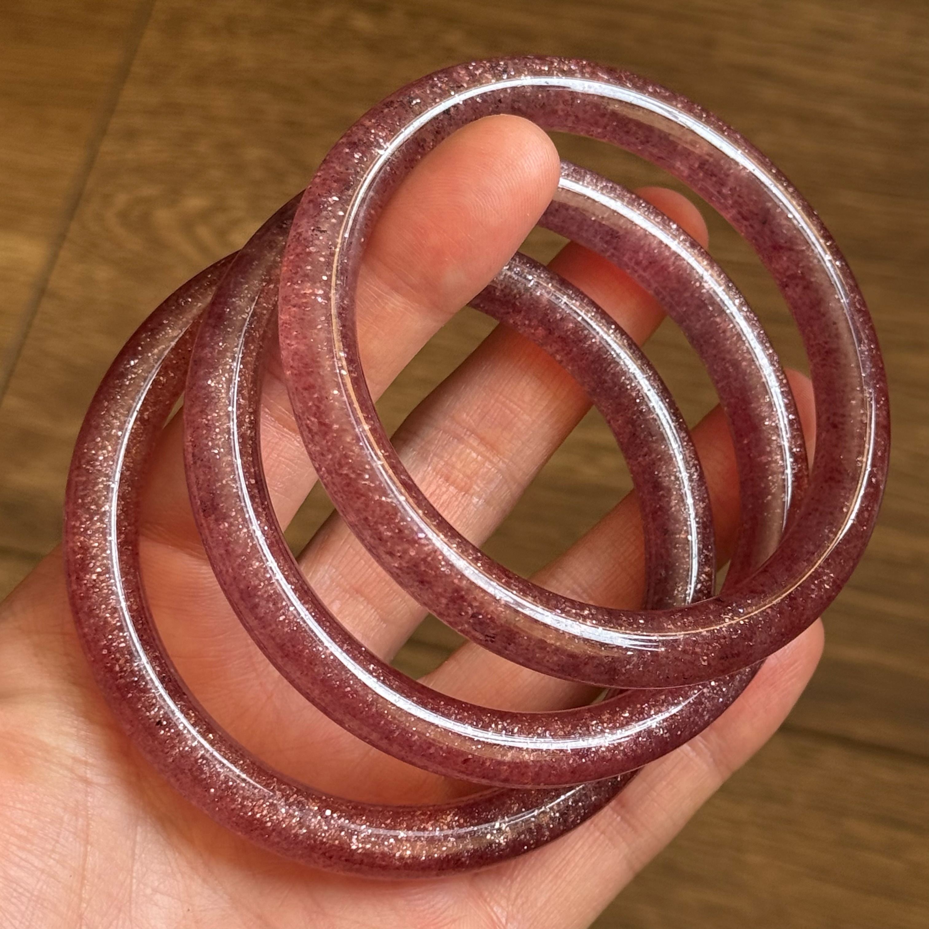 [原石] 高階 草莓晶 貴妃鐲 水晶手鐲