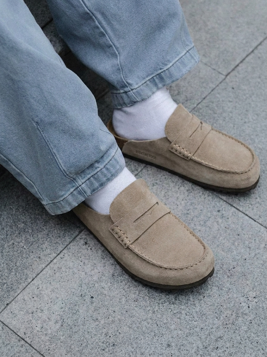 "代購" Birkenstock Naples Wrapped Suede Leather "Taupe" 勃肯 拖鞋 麂皮