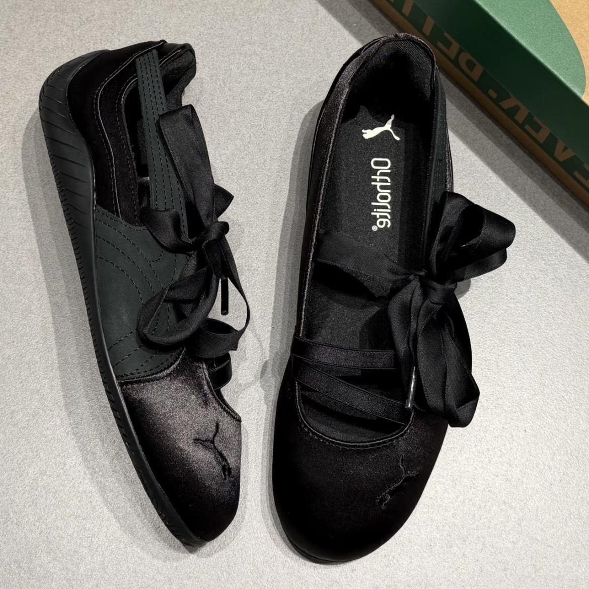 【代購】PUMA Speedcat Ballet Etoile 芭蕾緞面綁帶薄底鞋 女款 黑色