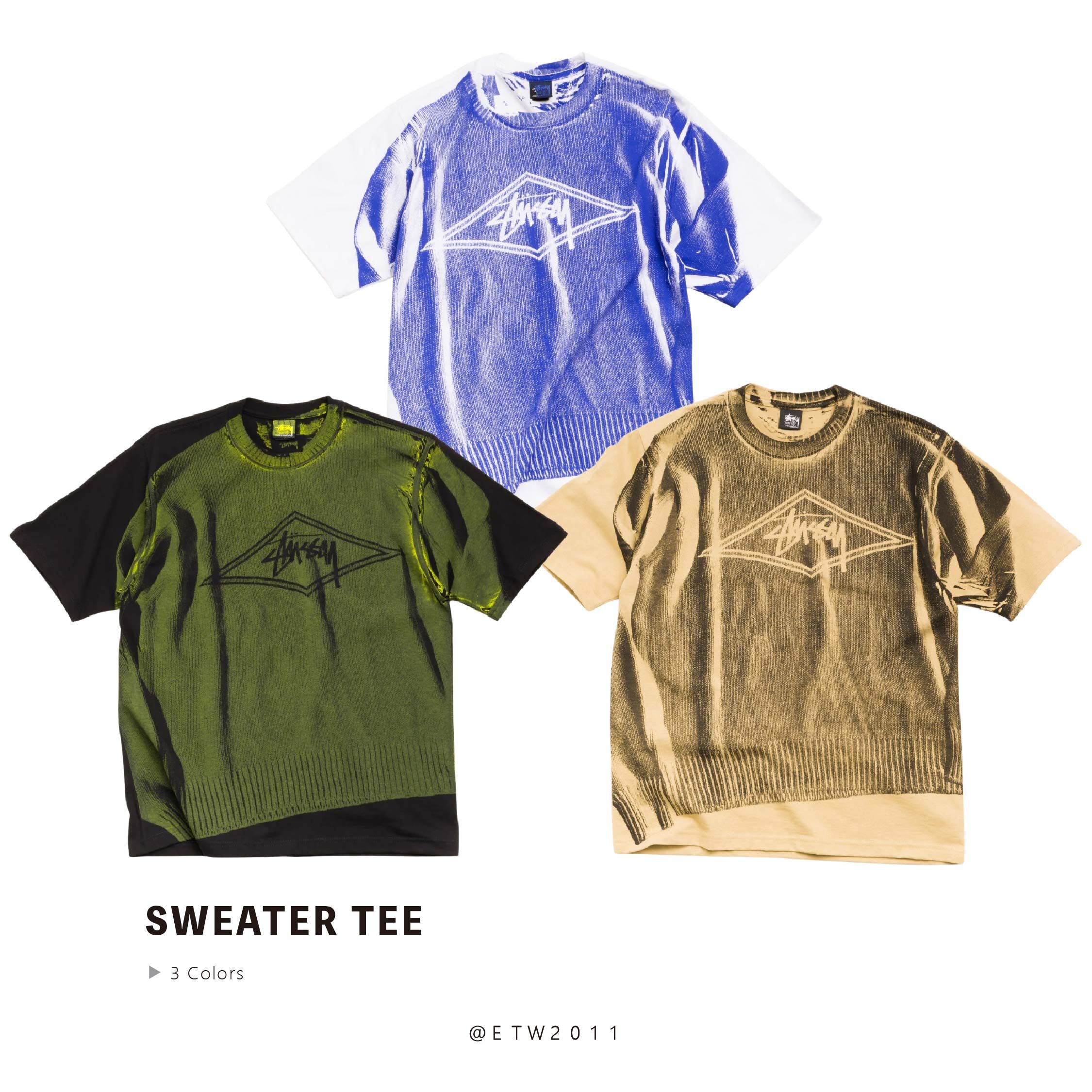 ☆ETW☆【EASY TO WEAR】STUSSY 26SS SWEATER TEE 印刷 做舊 復古刷色 毛衣 短T 短袖 短TEE