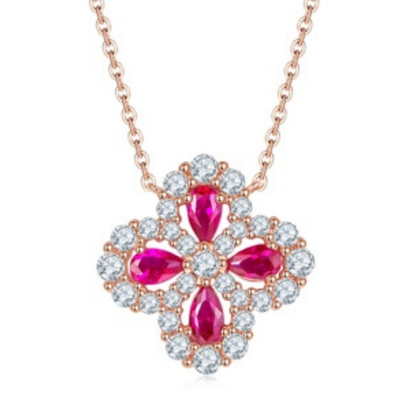 NEC-JJG0809-003 梨形培育紅寶石項鏈 5*3mm [ZH34O] (A3)