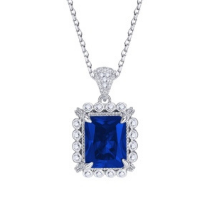 NEC-JJG0809-051 母綠切割培育藍寶項鏈 10*8/3.9ct [ZH194-02] (A51)
