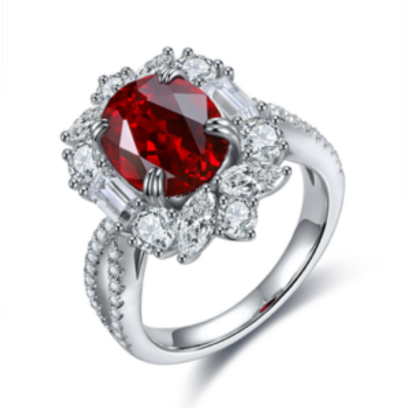 RIN-JJG0809-057 培育紅寶石戒指 3.6ct 8*10mm [AS14M] (A57)