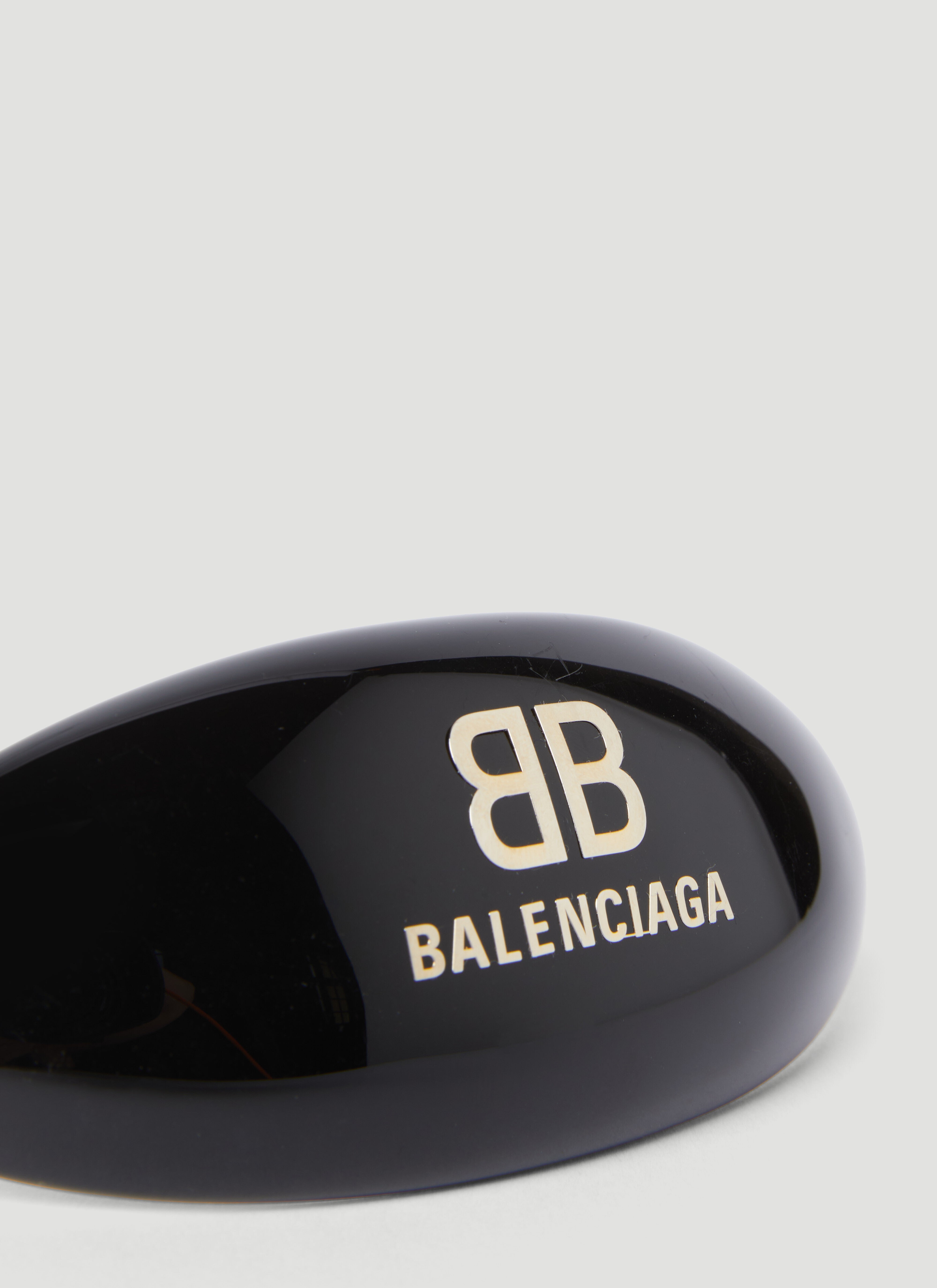 Balenciaga Women's Black Logo Applique Hair Clip