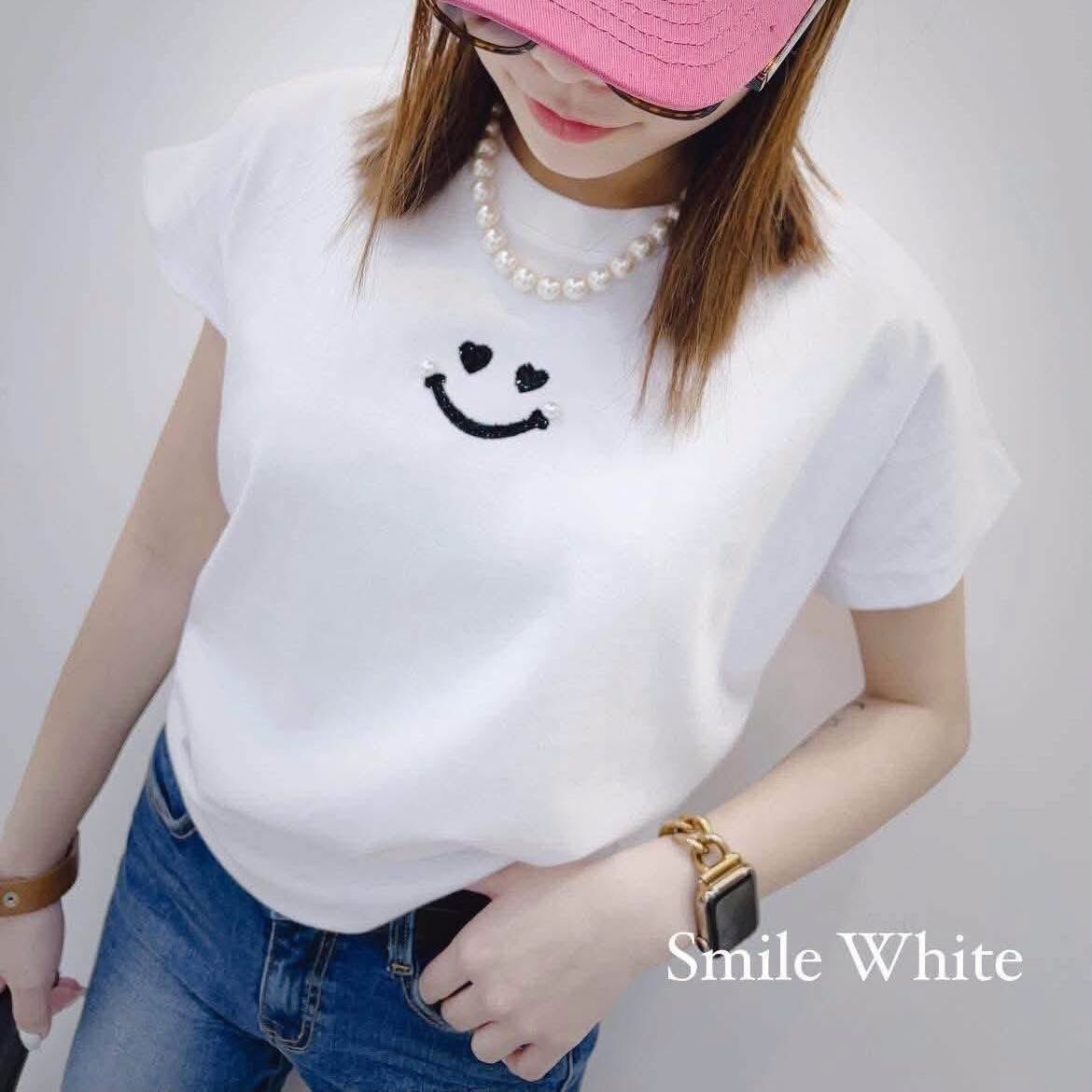 【可愛立體晶鑽愛心微笑棉tee】（現貨）
