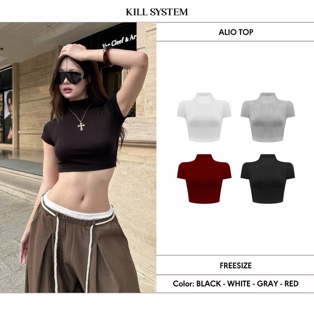 （預購）🇻🇳越南KILL SYSTEM 素面小高領修身上衣 合身