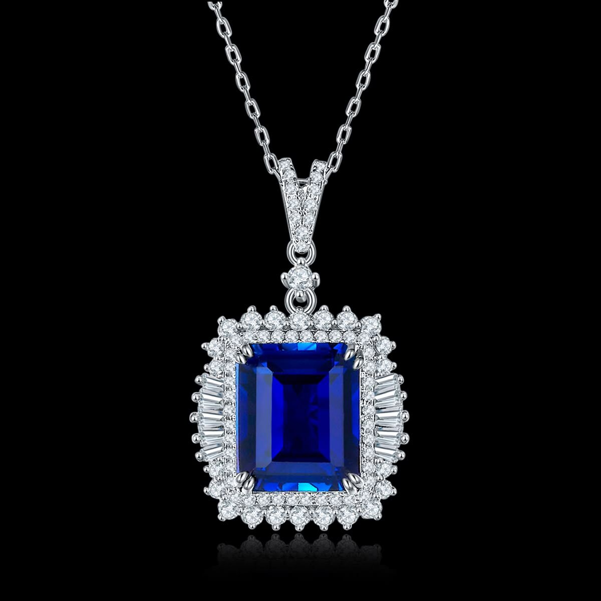 NEC-JJG0809-069 培育藍寶石項鍊 10X12/8.0ct [ZH152O] (A69)