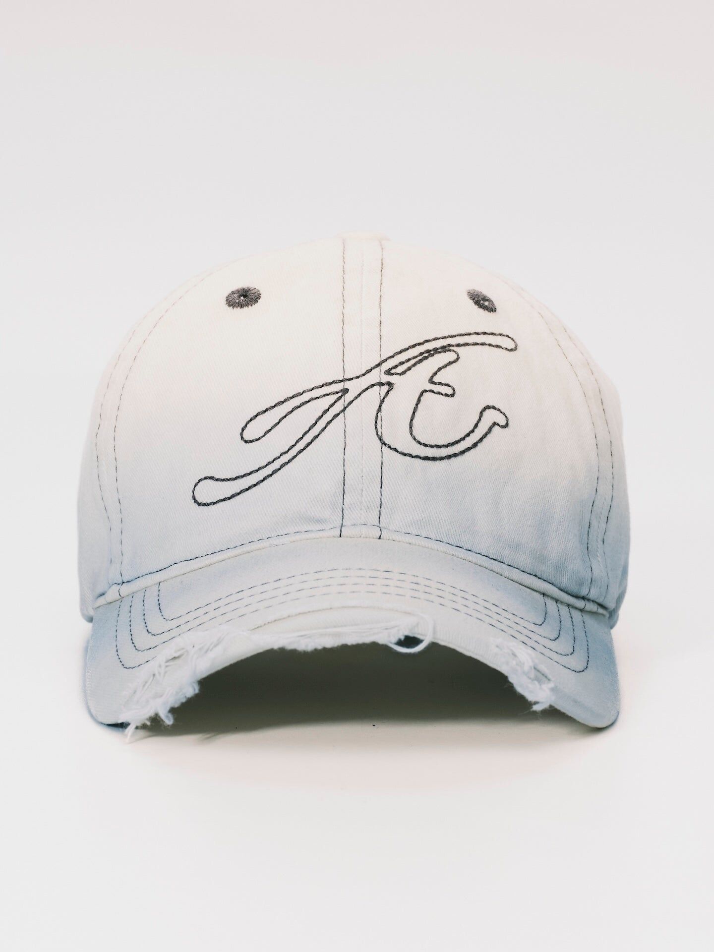 ANOWHEREMAN｜Raw Edge Baseball Cap (White/Blue)