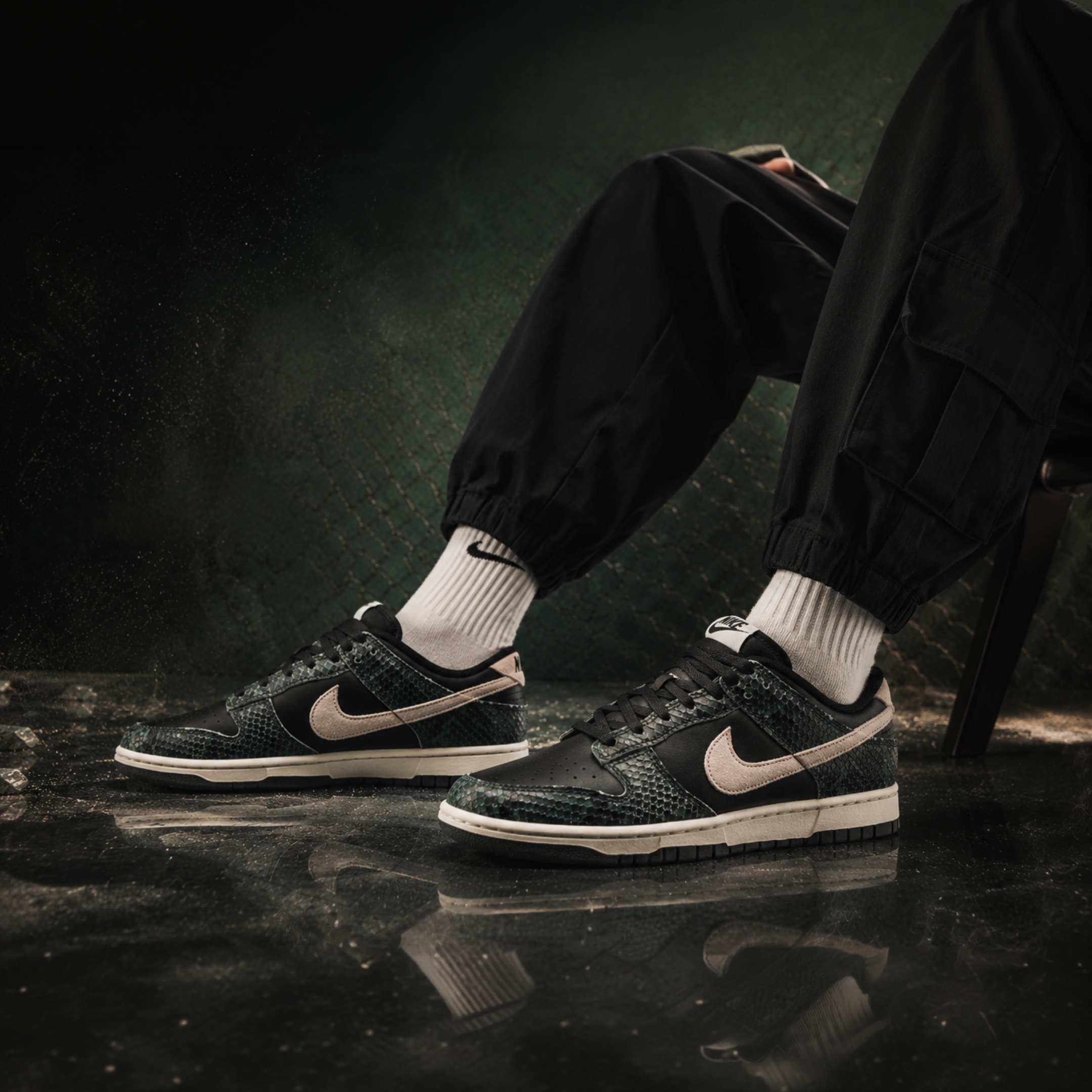 NICEDAY 代購 Nike Dunk Low 黑灰 灰粉 蛇紋 蛇鱗 蛇 黑綠 粉勾 奶油底 IO1616-001