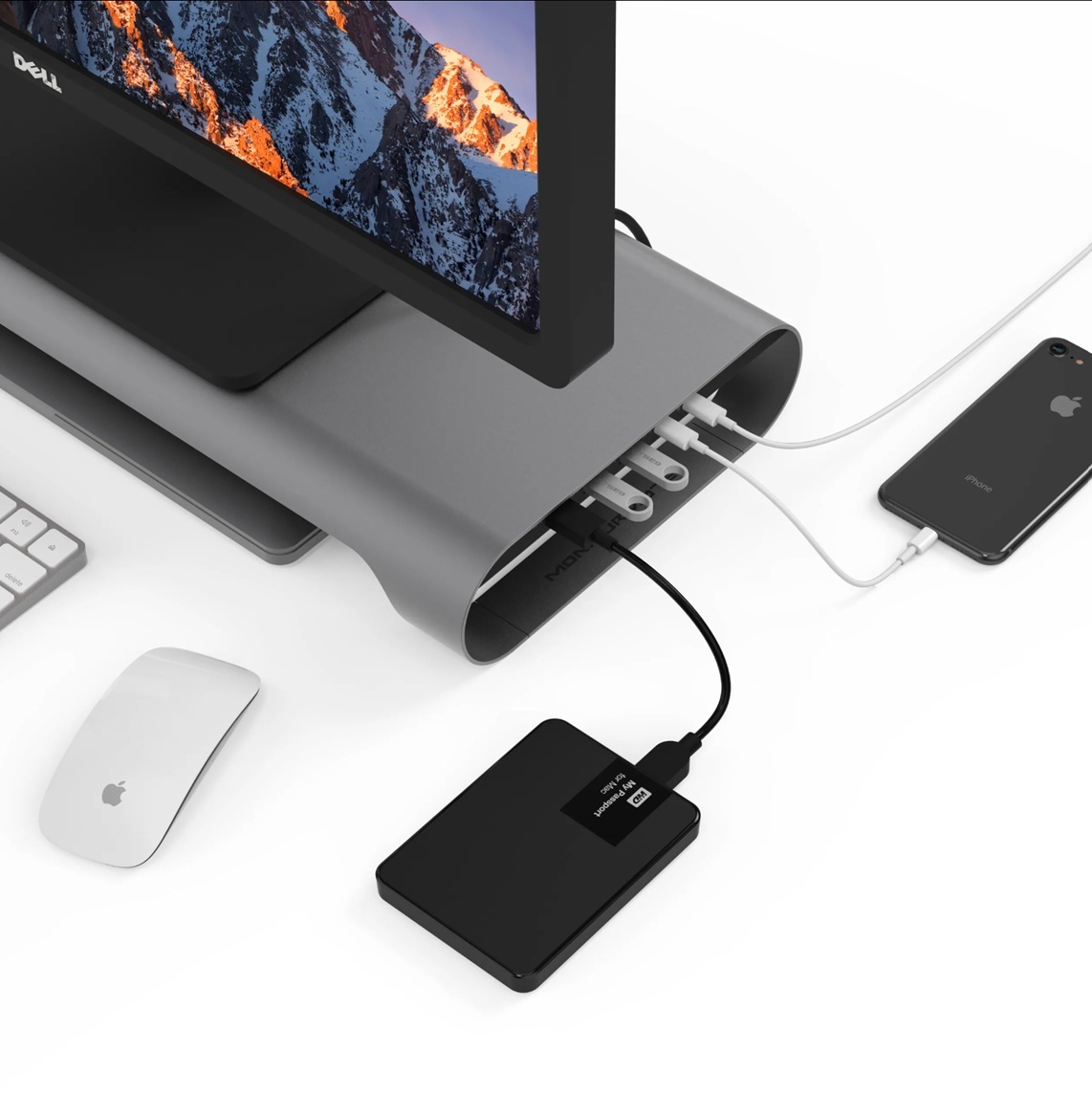 MonitorMate ProBASE HD 鋁製 USB Type-C 多功能螢幕架 (支援 4K HDMI 輸出)