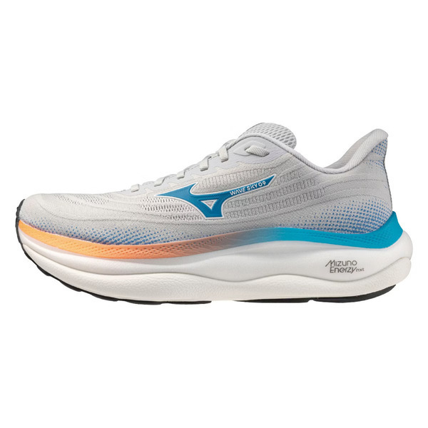 Mizuno 美津濃 Wave Sky 9 J1GC251161 男 慢跑鞋 支撐 緩震 競速 淺灰 藍橘