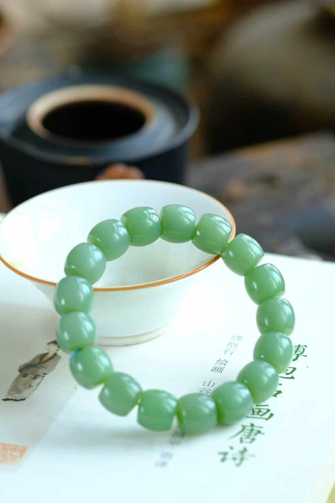 和田玉手串,天然和田玉軟玉