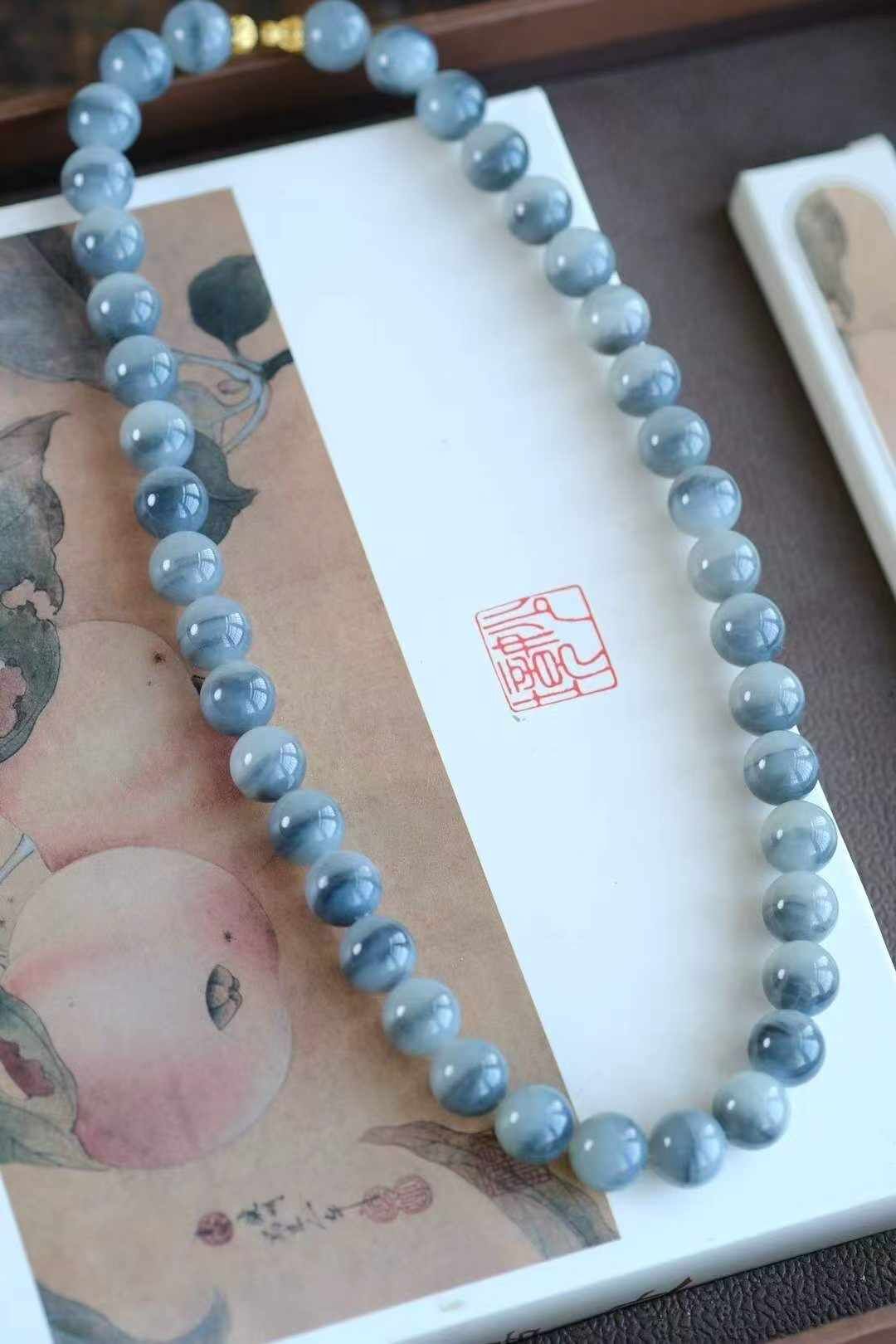 72677 和田玉水墨青花項鏈 (12mm直徑)