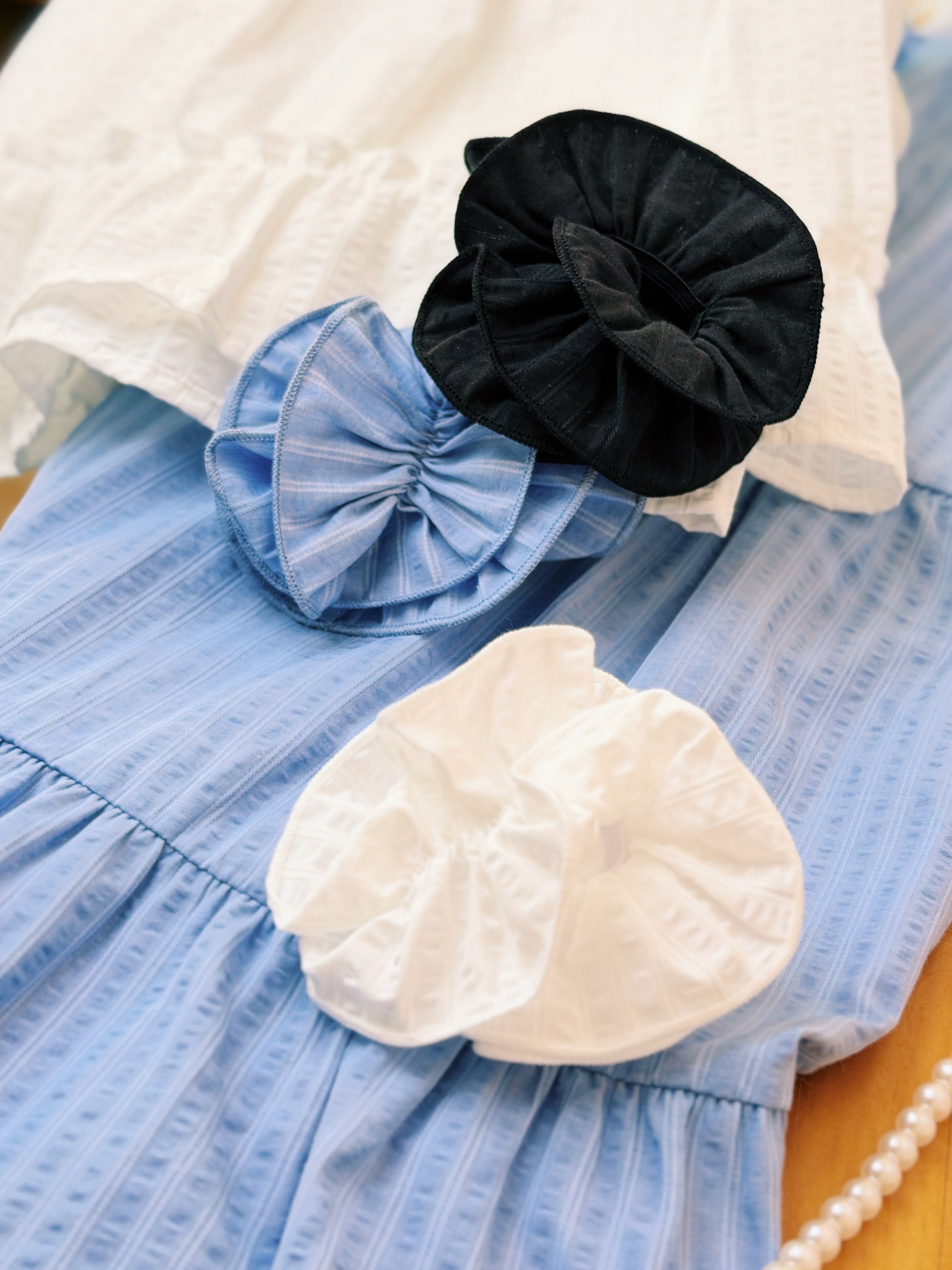 三色 /【附髮圈】暗條紋蛋糕半身長裙 / Textured Stripe Tiered Skirt With Matching Scrunchie