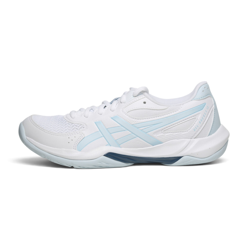 ASICS 排球鞋 GEL-ROCKET 12 白藍 室內 羽排鞋 女 1072A125100