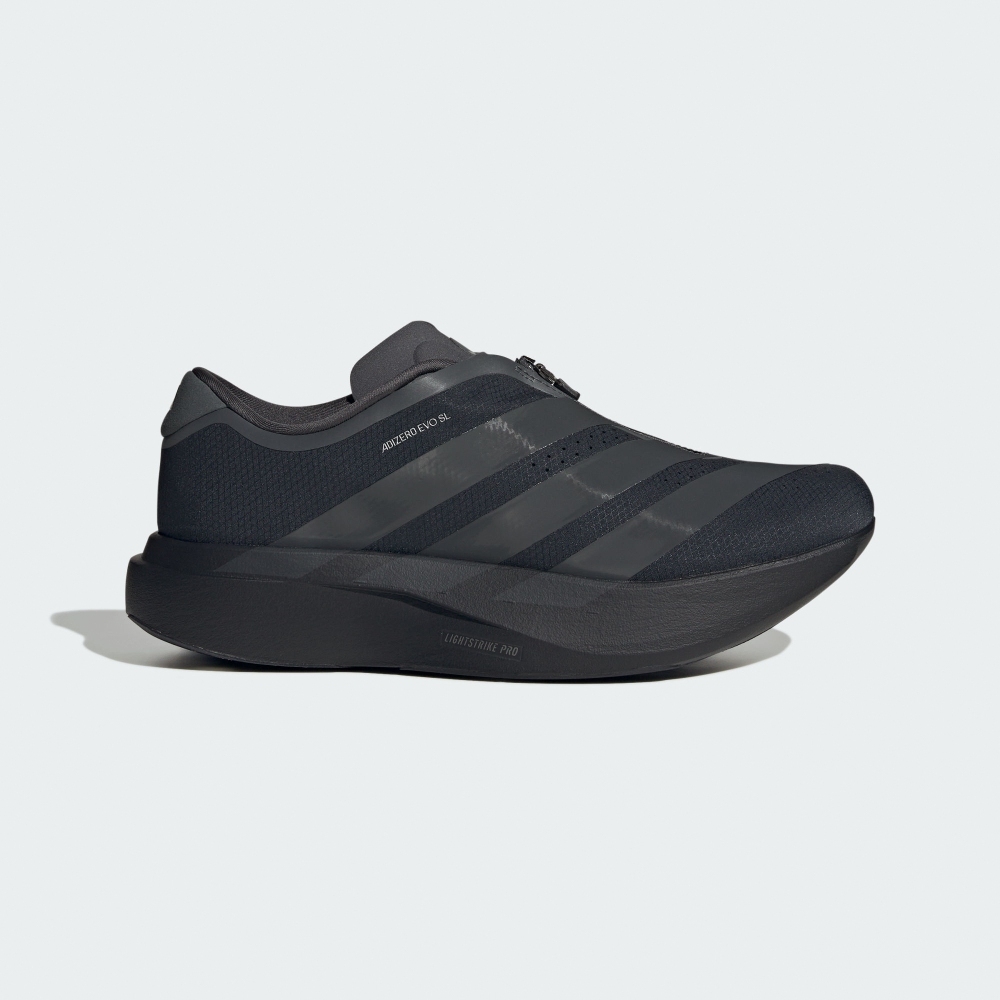 男鞋 ADIDAS ADIZERO EVO SL ZIP 黑色 拉鍊 止滑 抗扭 避震 彈性 輕量 運動 慢跑鞋【KH9620】