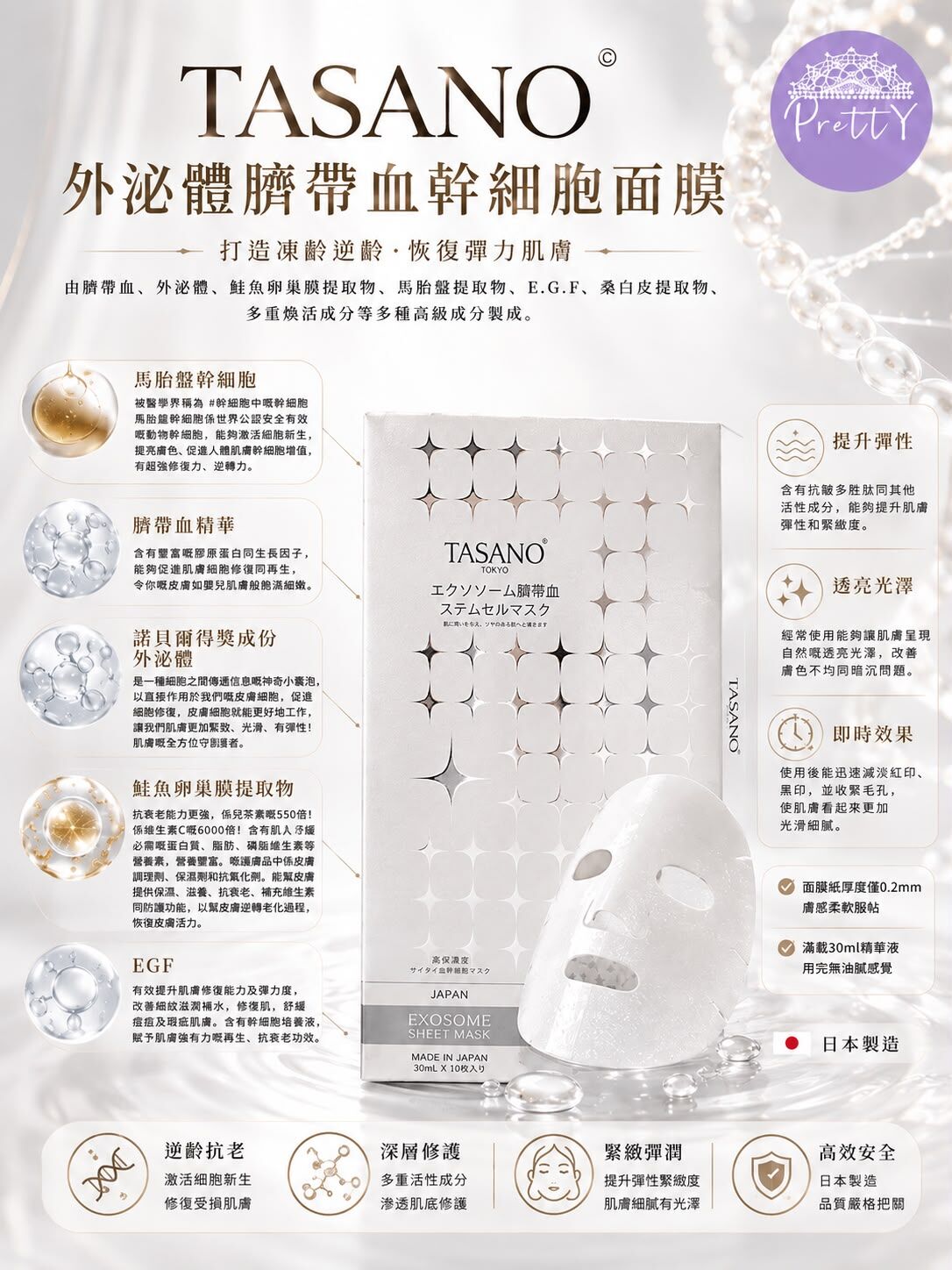 UR36 TASANO外泌體臍帶血幹細胞面膜  (一盒10 片) "原價 $680" 特價$198  /1    2件以上 平均價 $188 /  1  EXP:2/29