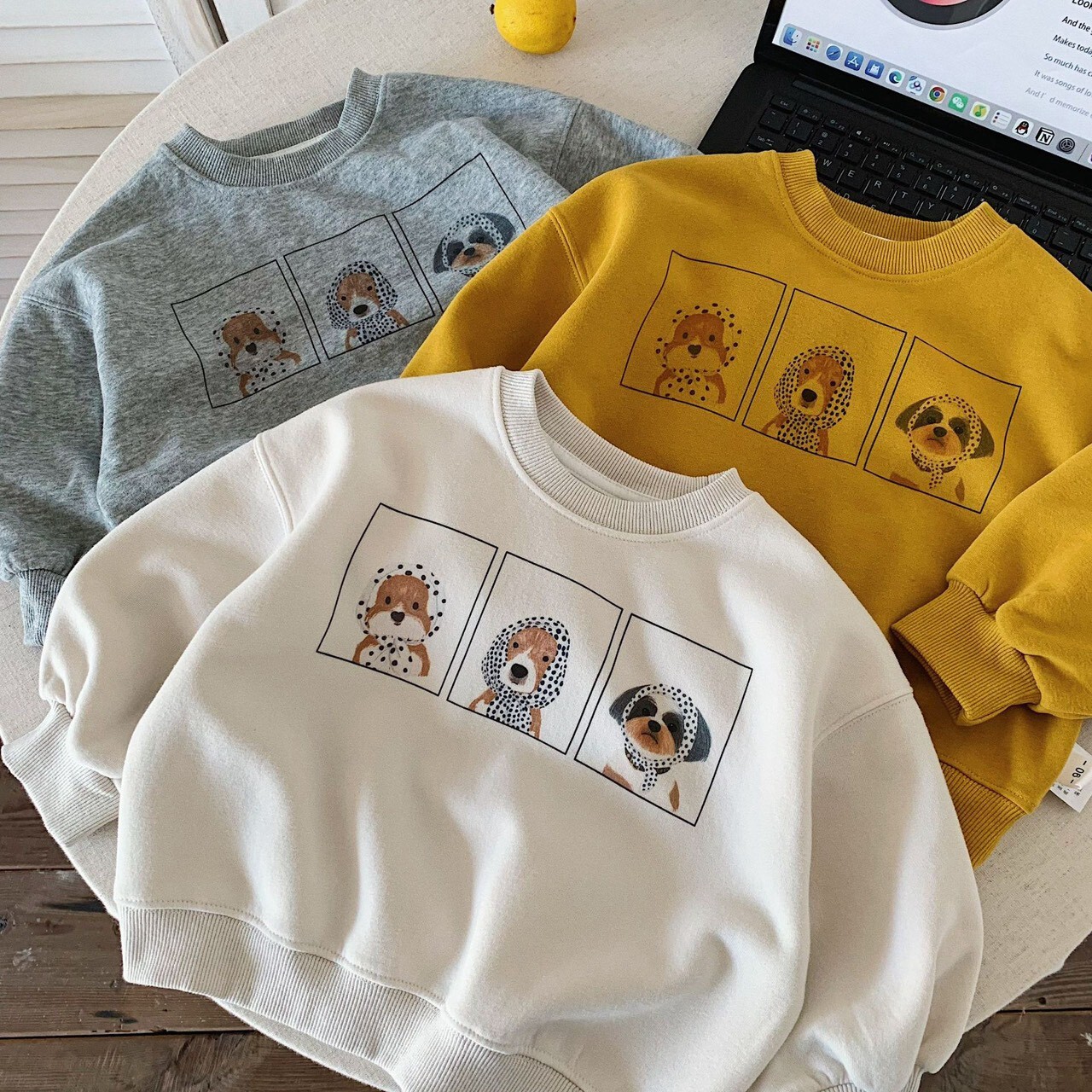 🐶 秋裝  ⇛ 口愛包巾狗狗大學 長TEE  ⧀ ◡ ⧁