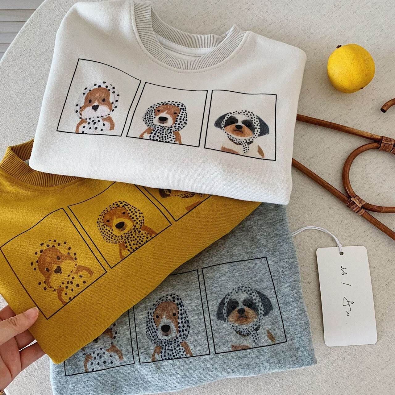 🐶 秋裝  ⇛ 口愛包巾狗狗大學 長TEE  ⧀ ◡ ⧁