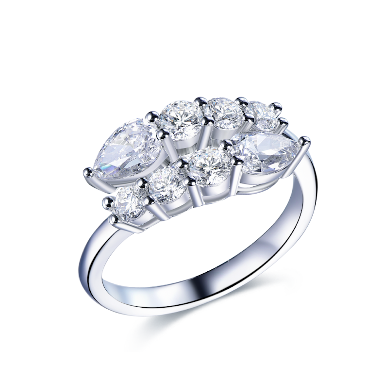 AR17 R6569 Pear Huggy Ring -  (Free Upgrate to 莫桑石) $688