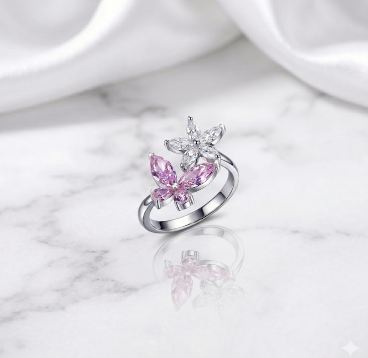 AR22 R7031   Butterfly Whisper Ring Zirconia - Zirconia $688