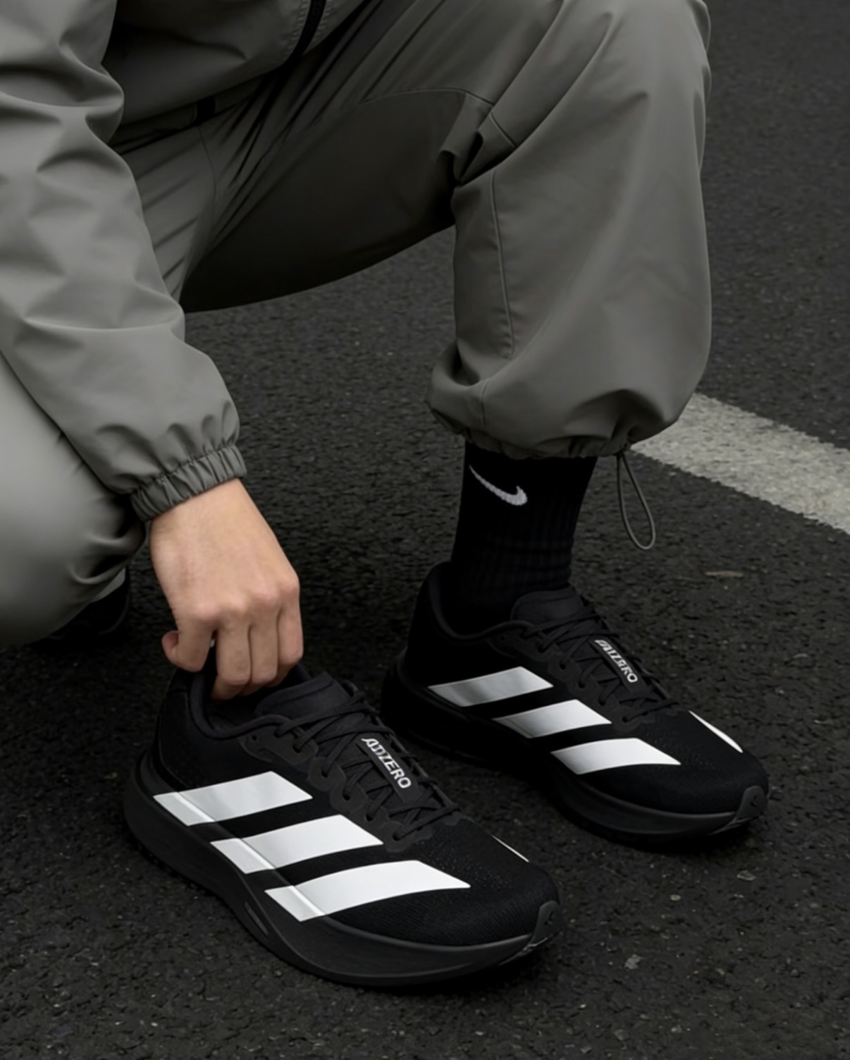 男鞋 ADIDAS ADIZERO EVO SL 黑白 止滑 抗扭 避震 彈性 運動 慢跑鞋【JP7149】