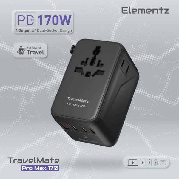 Elementz TravelMate ProMax 170W Travel Adapter (PT-W170)