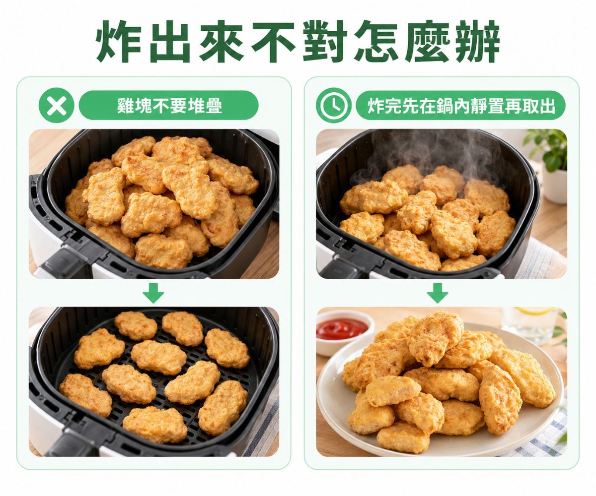 氣炸雞塊，炸出來口感和外型不對怎麼辦？