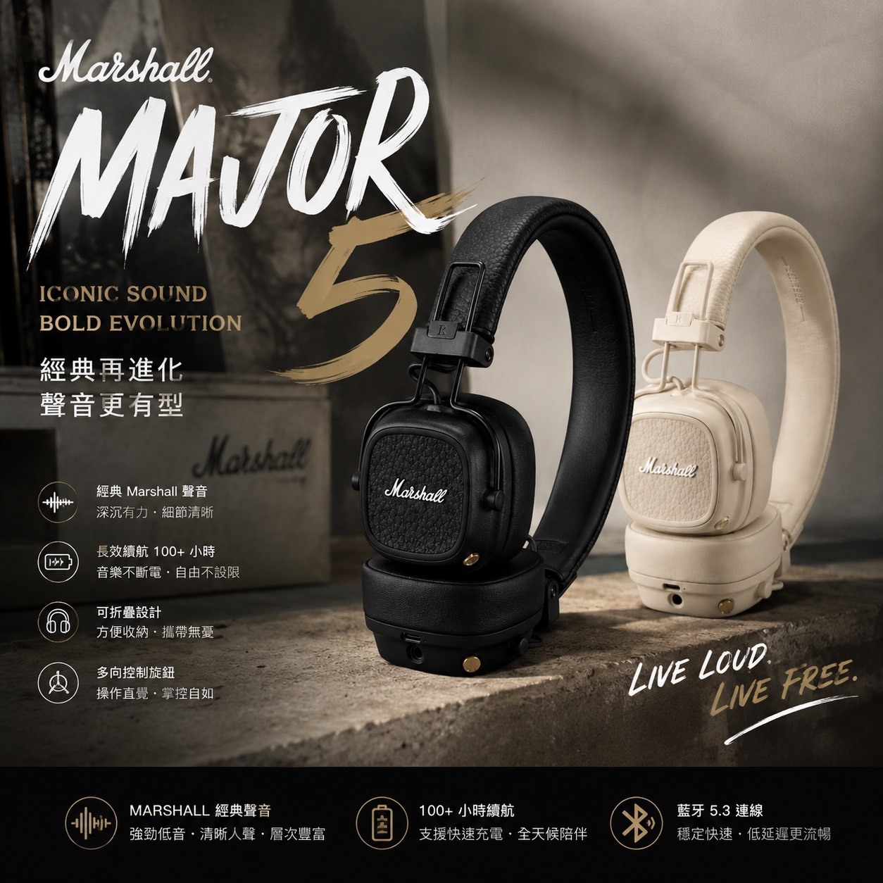 Marshall Major V 第五代 藍牙 耳罩 耳機