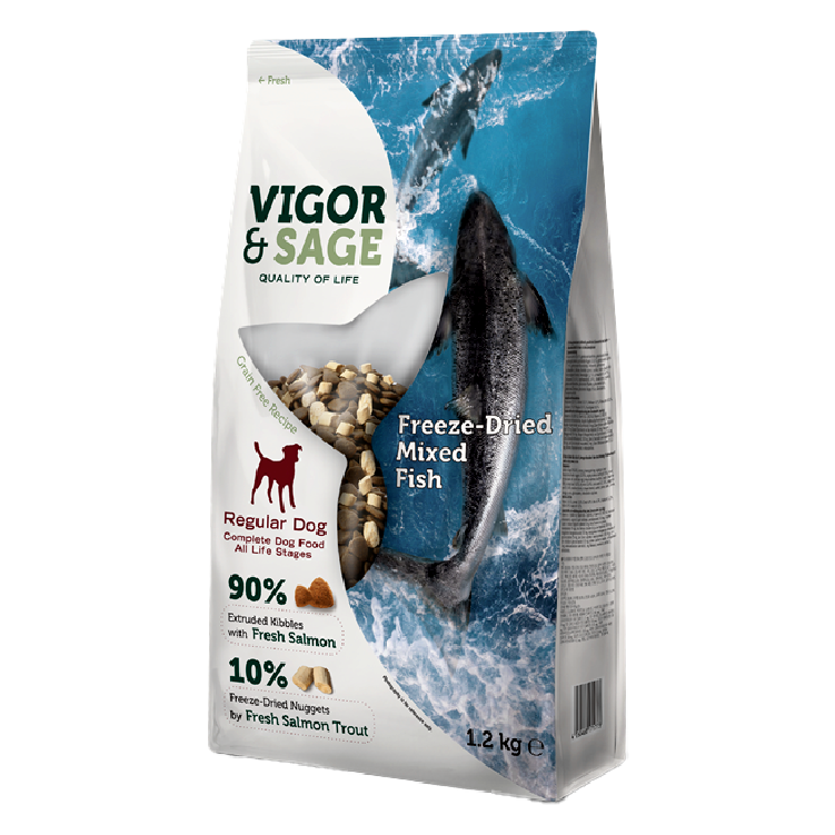 Vigor & Sage丨百合美毛全犬種成犬糧 + 凍乾白魚粒 1.2kg  (17177)