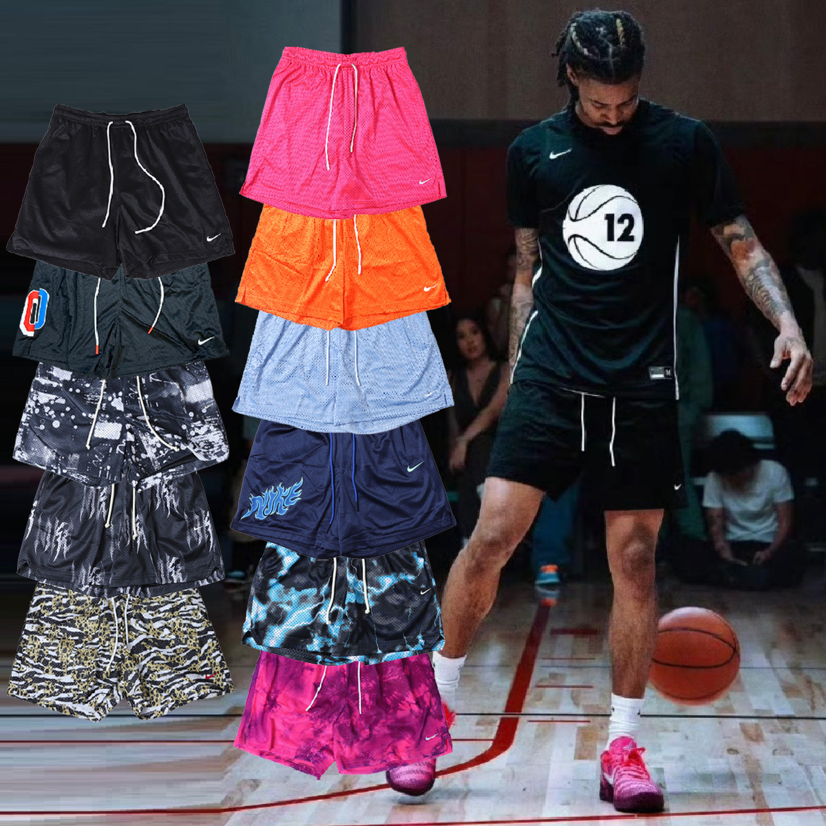 [特價售出無退換] 男款 NIKE AS M NK DF 5IN MESH SHORT 黑爪紋 藍閃電 藍色火焰 0號 膝上褲 動物紋 黑白米 深藍 紫粉 黑 藍  JA Morant同款 網眼 籃球 短褲【IM5917/IQ7160/IW1203/HV1881/IF2111/HV6934/IH9270/IF2574】ABshorts FLARE JA S.T.