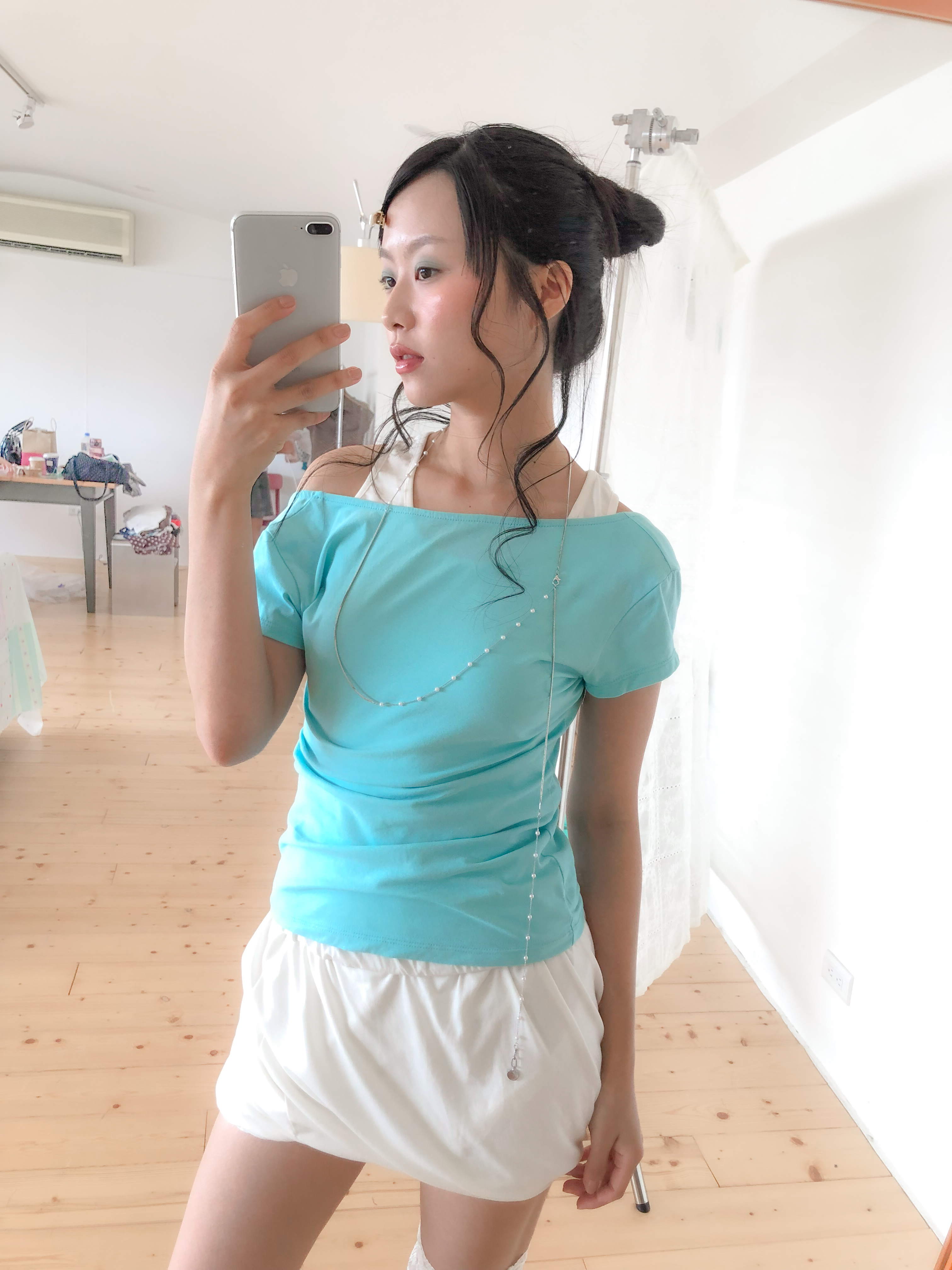 aqua u neck tee #上衣