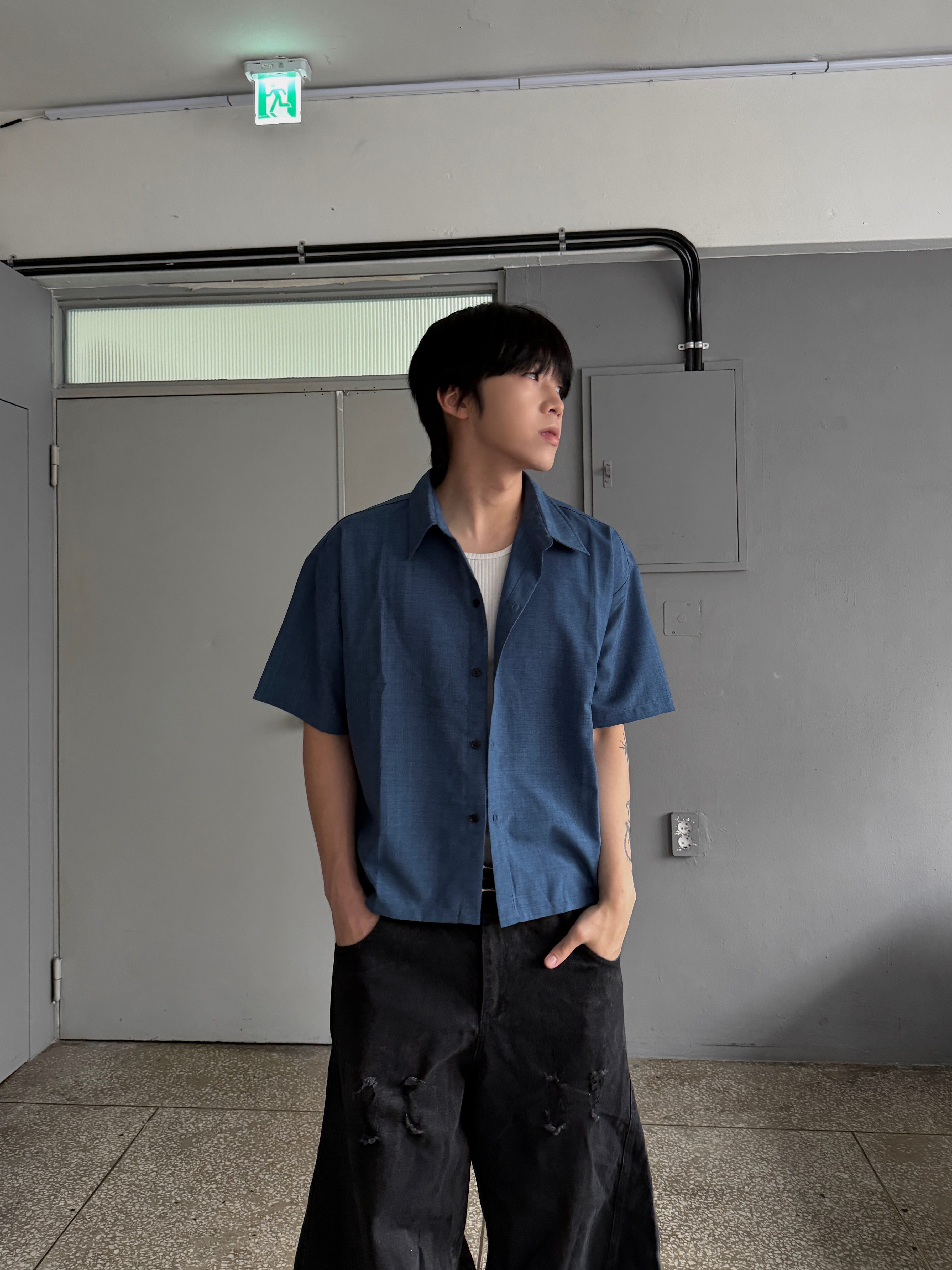 ［IDEAL MADE］BOXY亞麻寬短抗皺襯衫