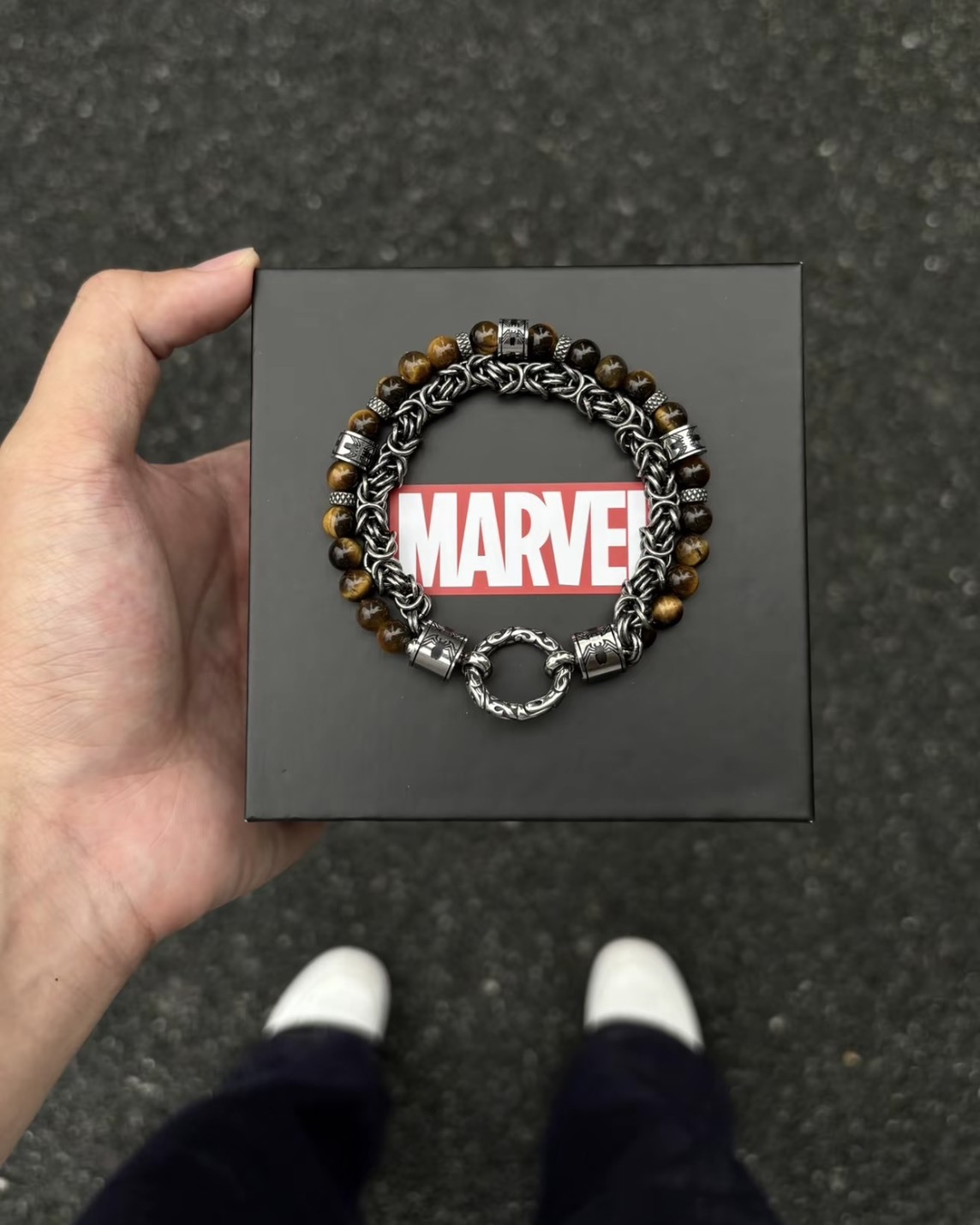 <送男友>Disney x Marvel 漫威 蜘蛛人 雙層 扭結 做舊 鋼鍊 單色