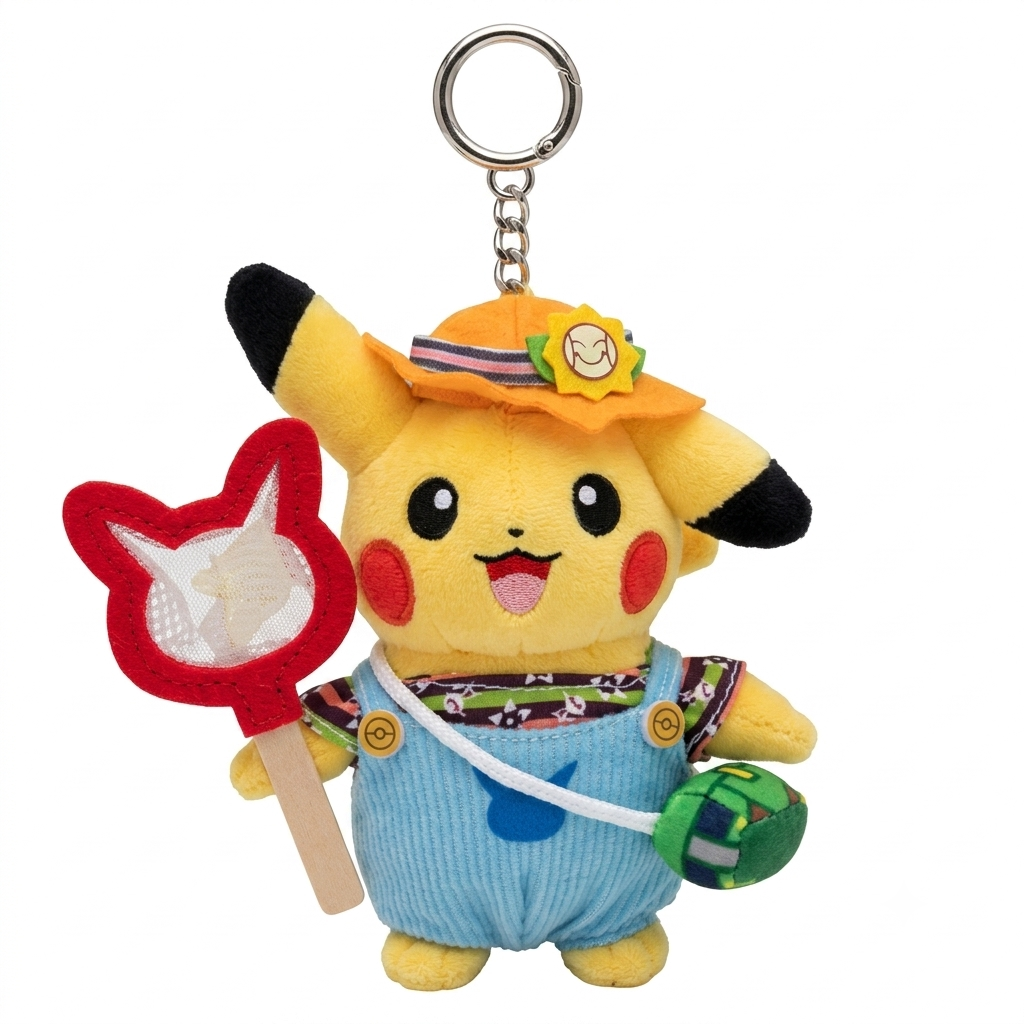 Pokemon Korea Exclusive Olive Young Pikachu Plush Mascot Keychain Overalls Outfit