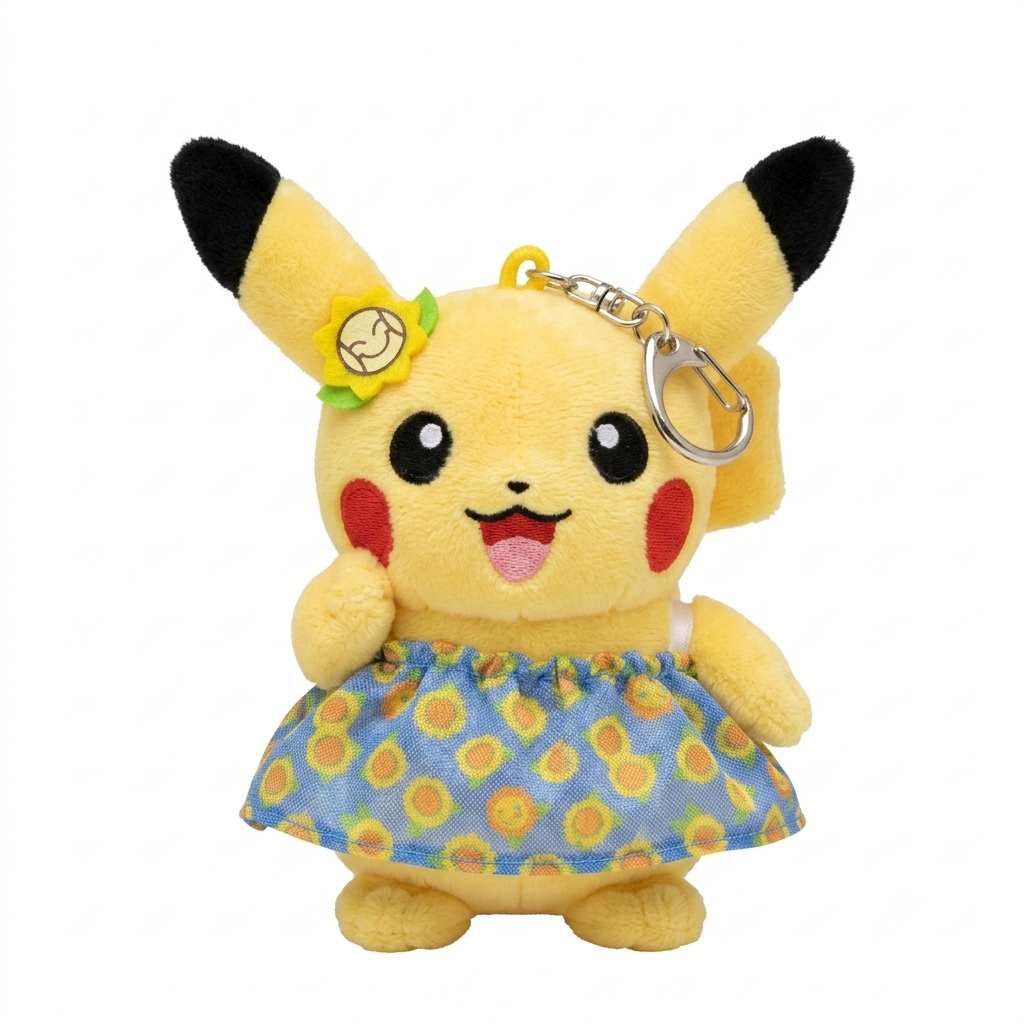 Pokemon Korea Exclusive Olive Young Pikachu Plush Mascot Keychain Floral Dress