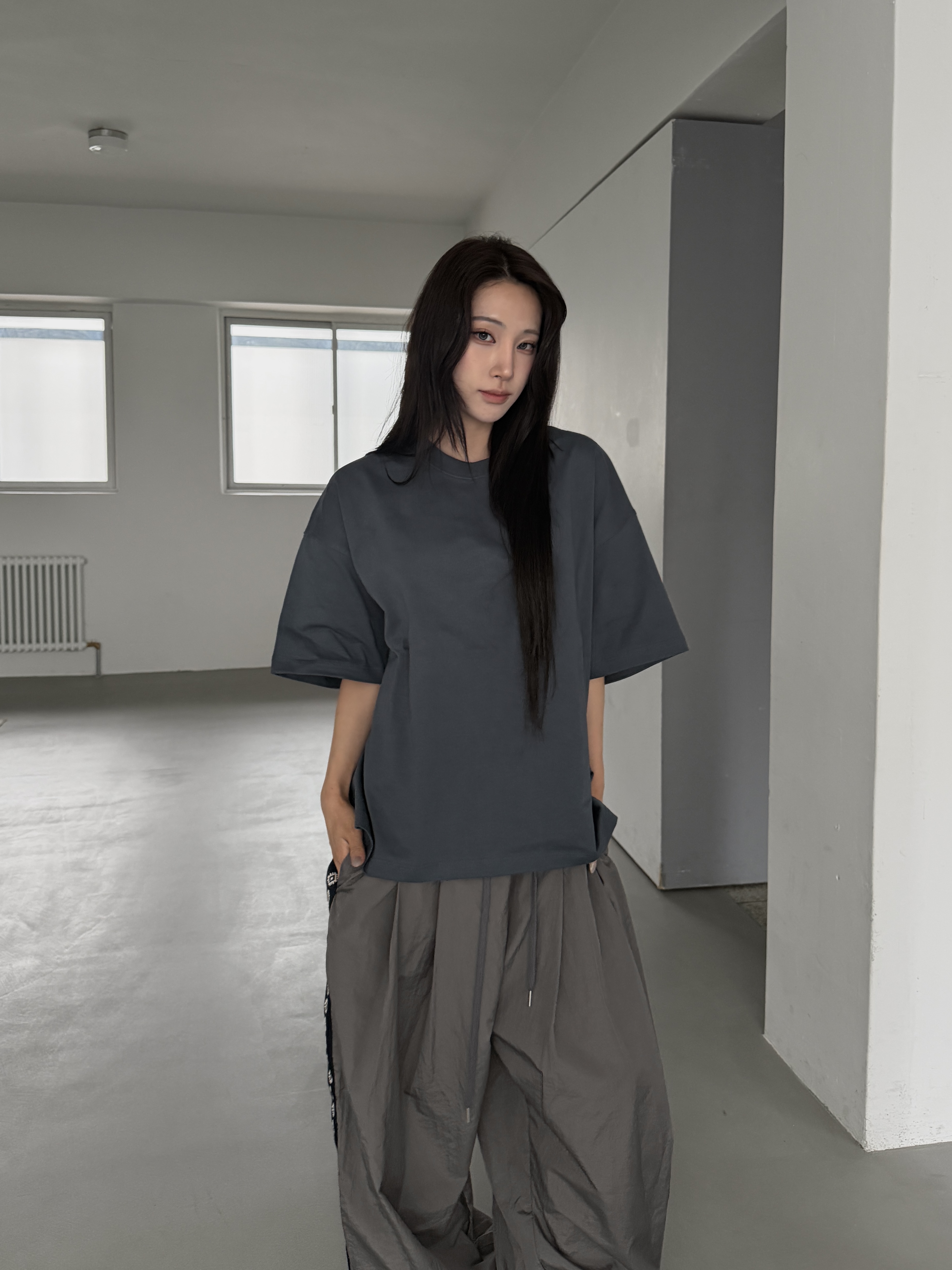 ［IDEAL MADE］五分袖 寬鬆落肩 素面短袖上衣