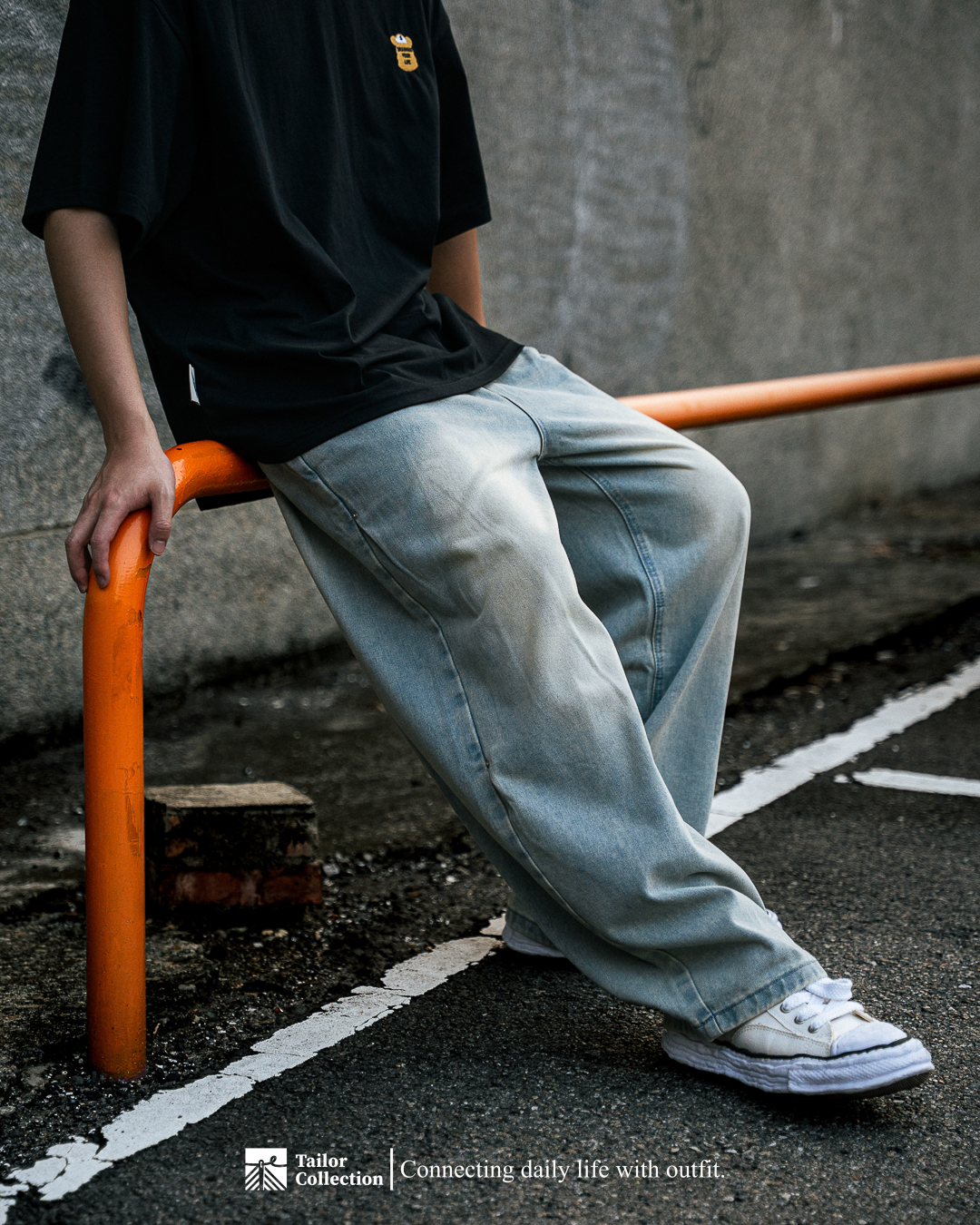 #預購 Tailor collection 復古水洗做舊 側邊立體打摺 彎刀牛仔褲 ON2624