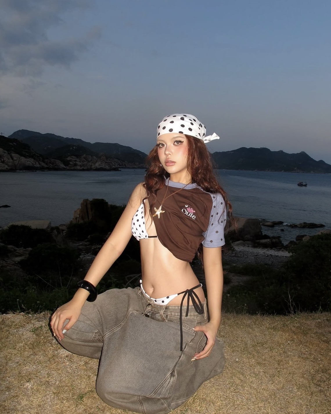 （現貨）越南品牌 Outerity 插肩袖 斑點 條紋設計 短T Outerity05
