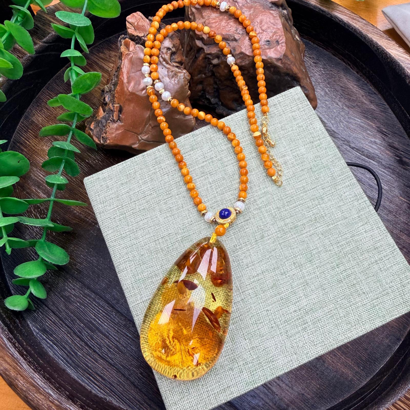 0810BA31-BALTICAMBER-RING-超清透 淨體花珀（絕靚景） 菠蘿的海料（A31）