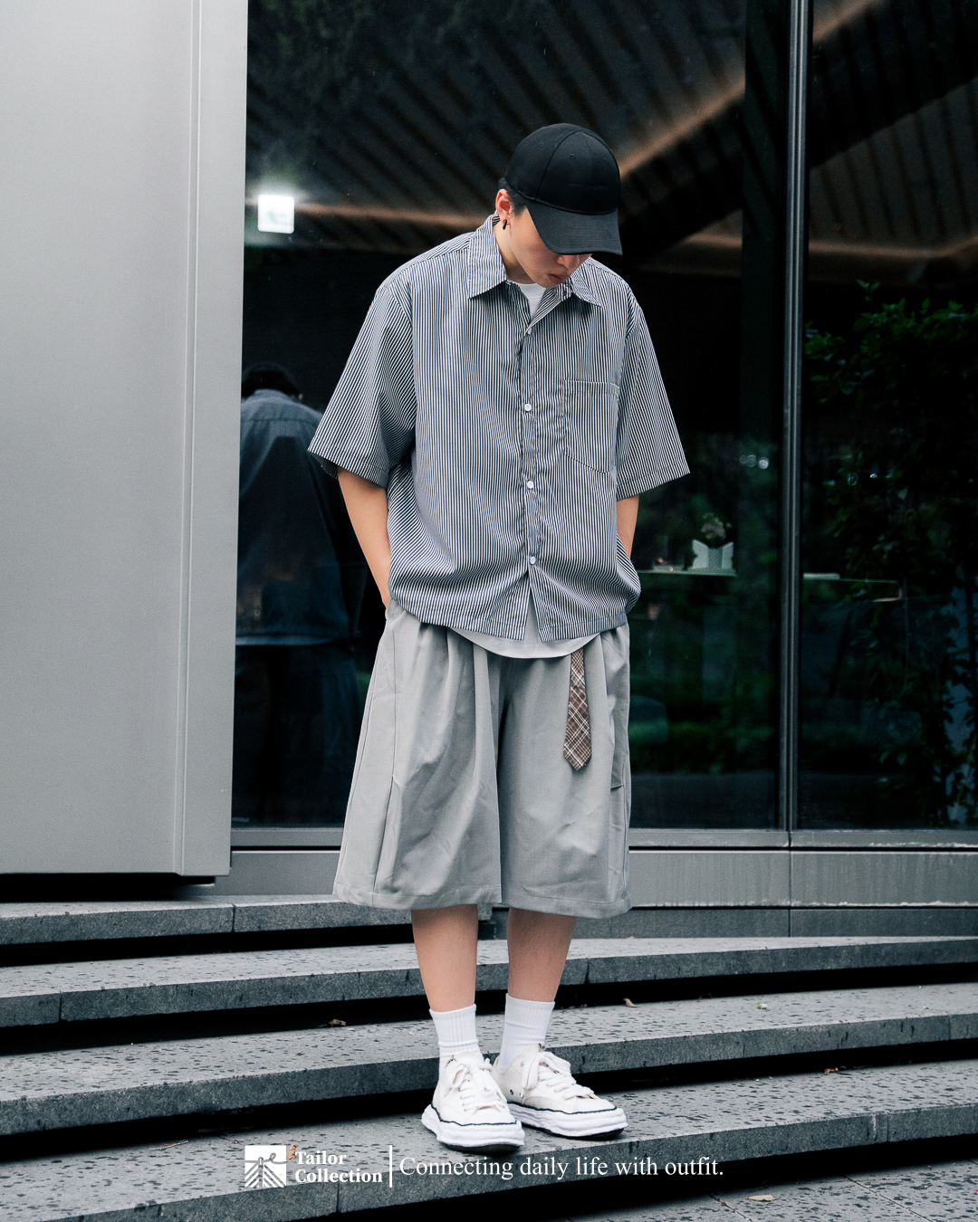 #預購 Tailor collection 美式寬鬆條紋 休閒Boxy短寬版型 短袖襯衫 三色